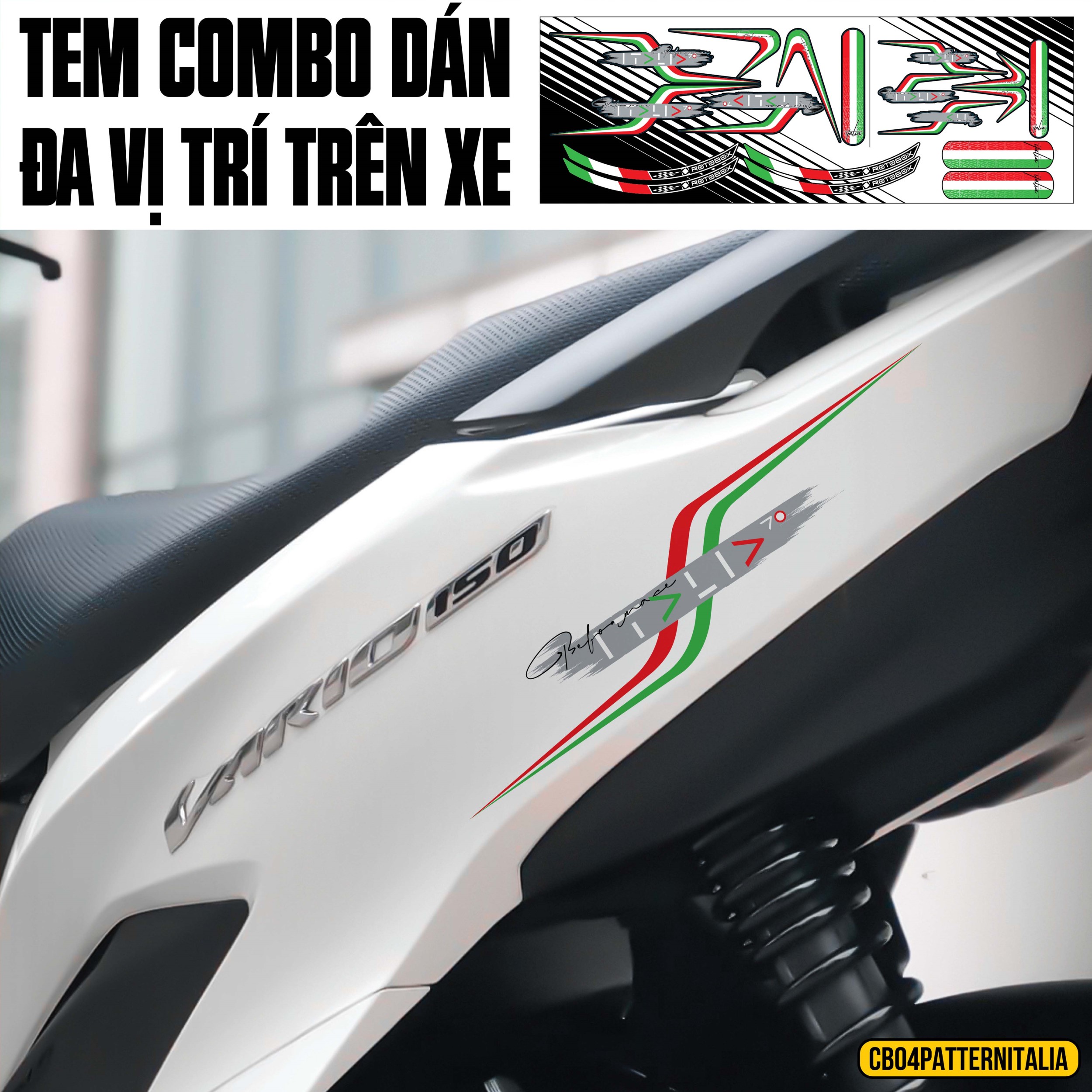 Decal dán xe máy Honda Vario mẫu CB04PATTERNITALIA