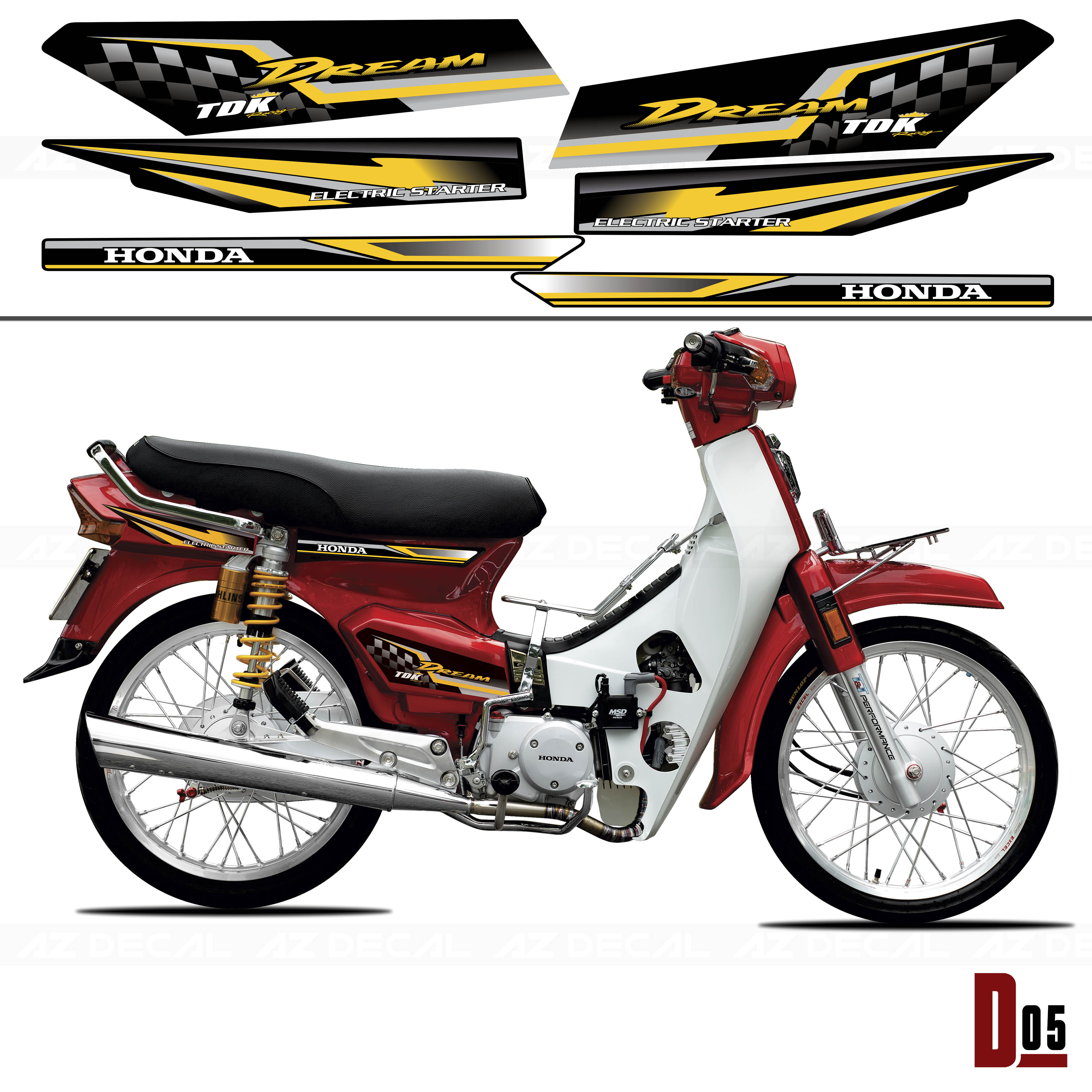 Decal xe Honda Super Dream vàng