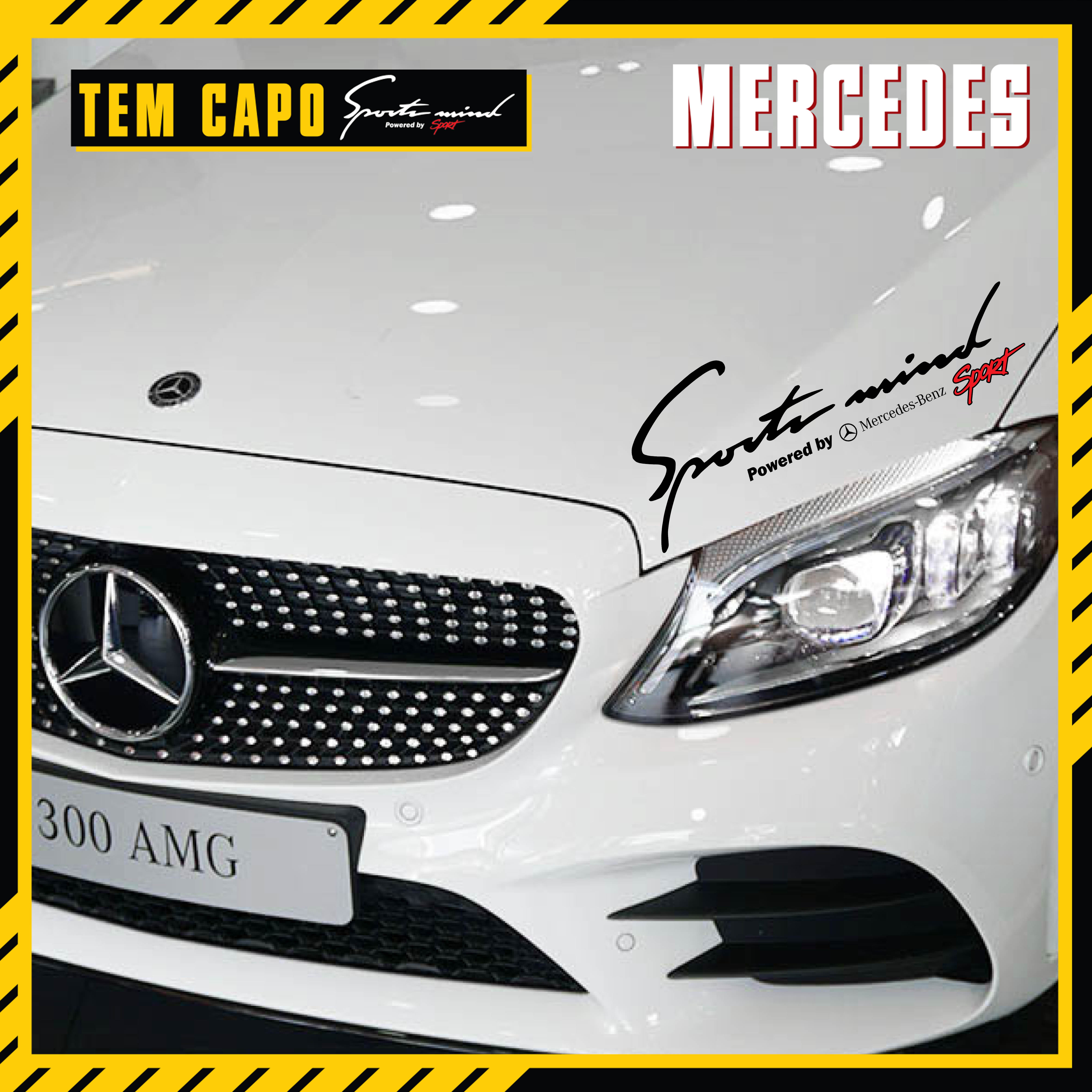 Tem trang trí capo xe hơi Mercedes mẫu Sport Mind