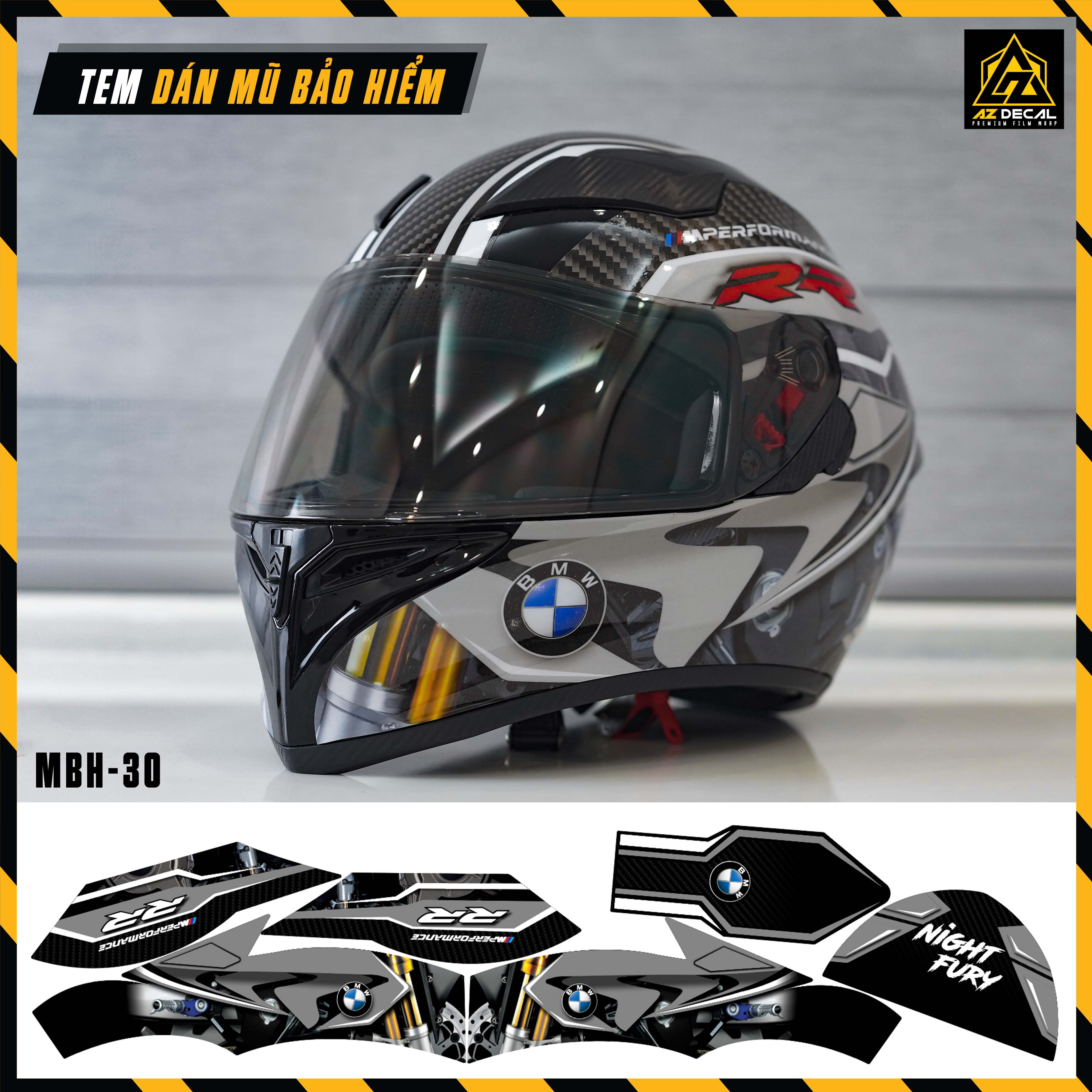 Tem Dán Mũ Bảo Hiểm Fullface BMW RR - MBH-30