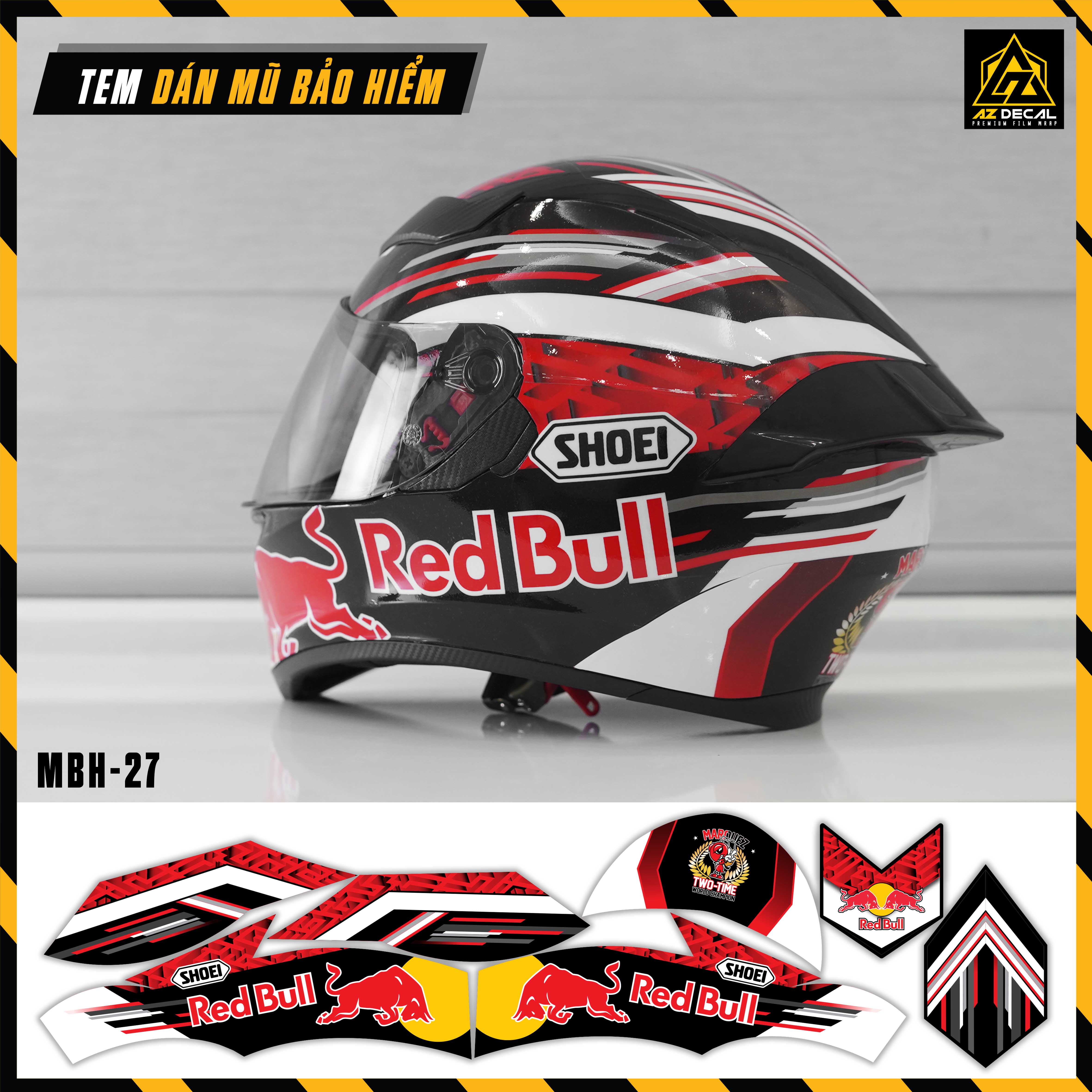 Tem Dán Mũ Bảo Hiểm Fullface Red Bull - MBH-27