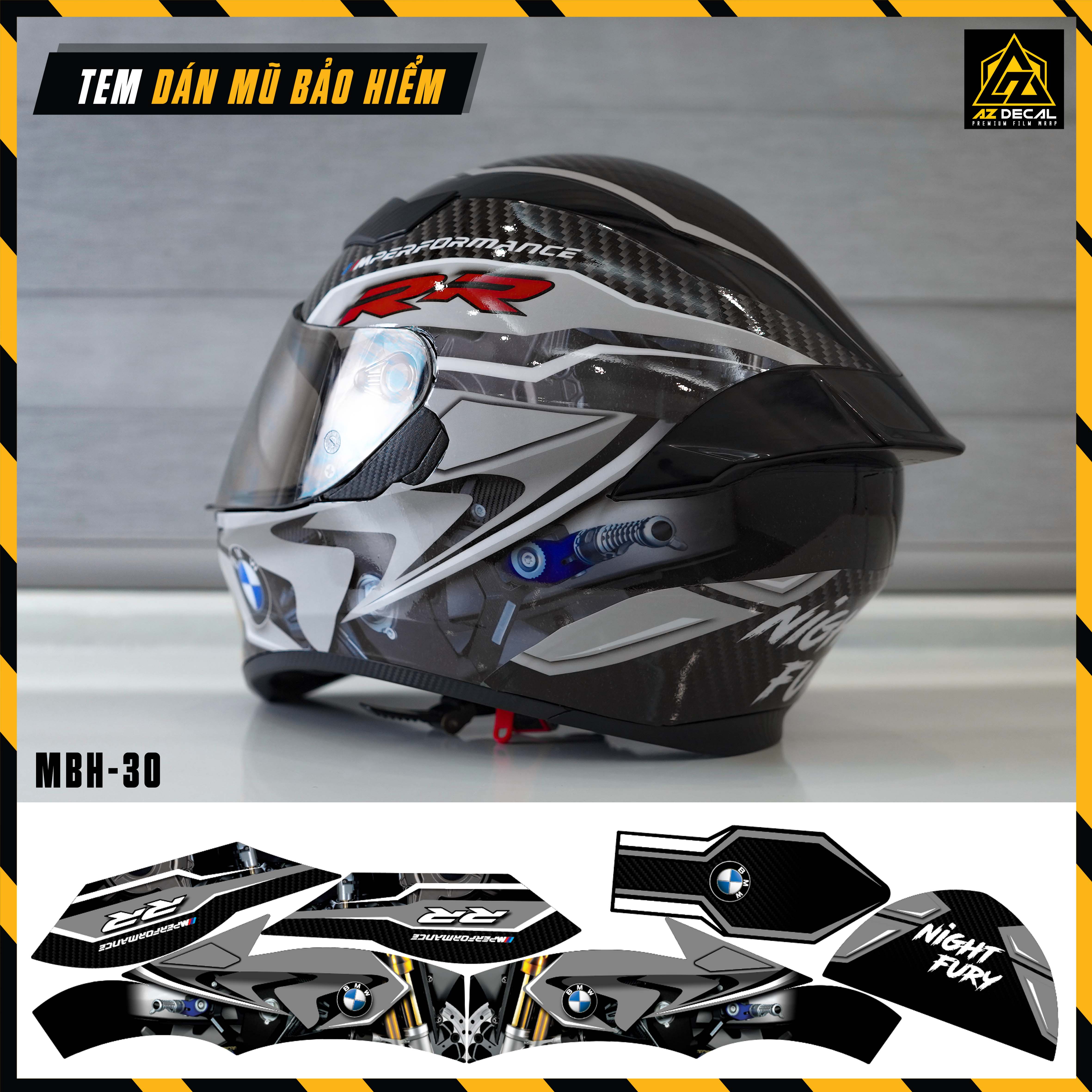 Tem Dán Mũ Bảo Hiểm Fullface BMW RR - MBH-30