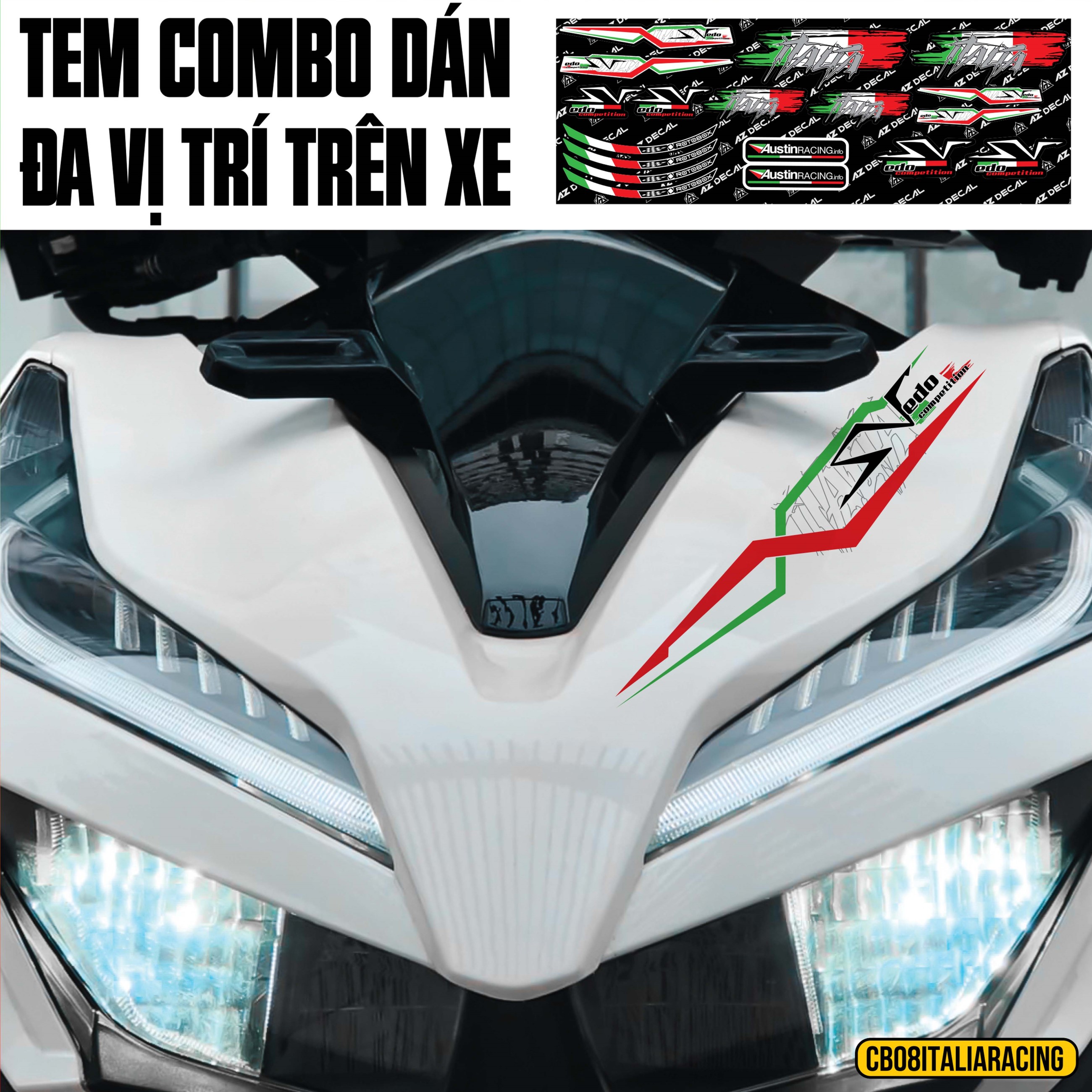 Dán mặt nạ xe phong cách Italia Racing