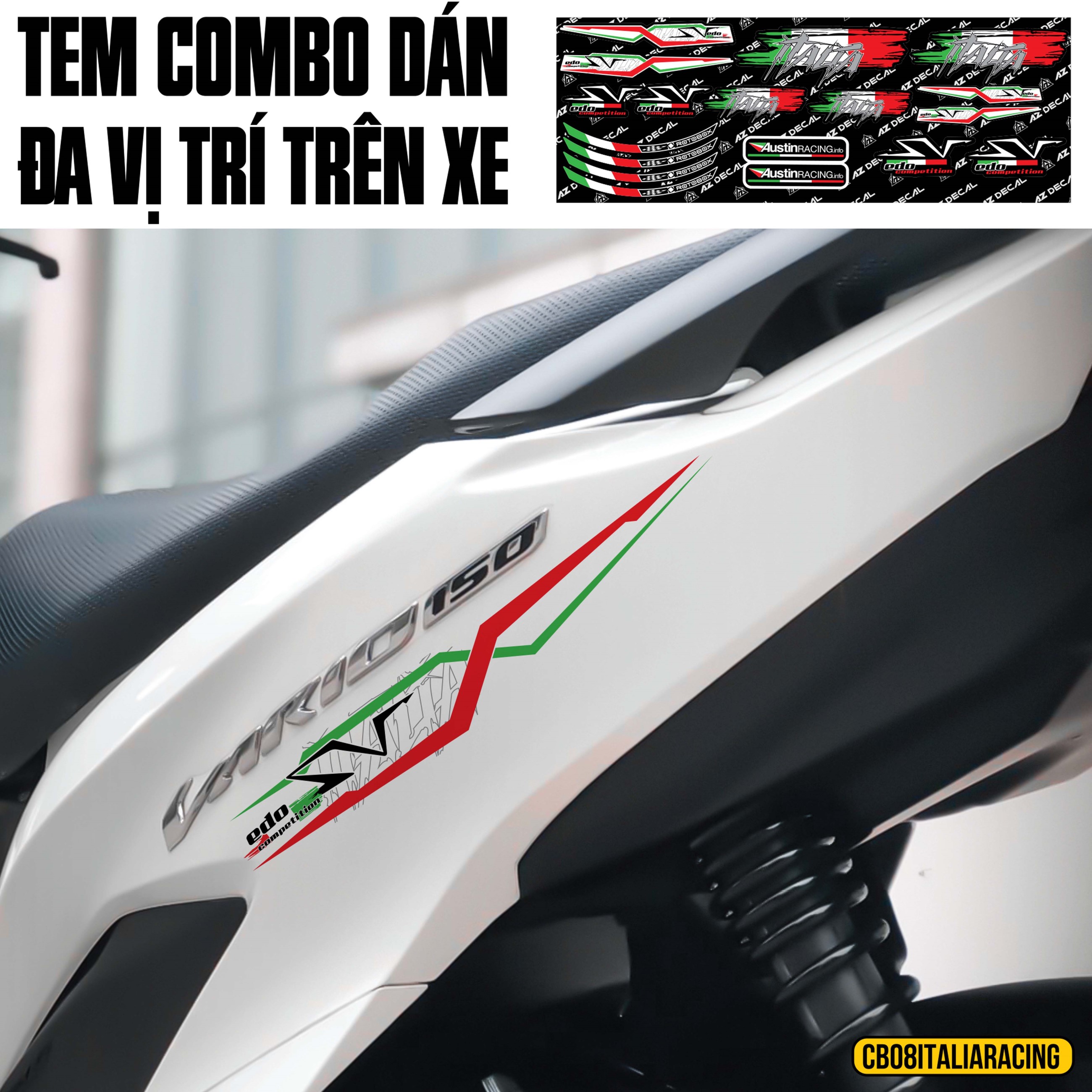 Tem dán sườn xe Vario mẫu Italia Racing