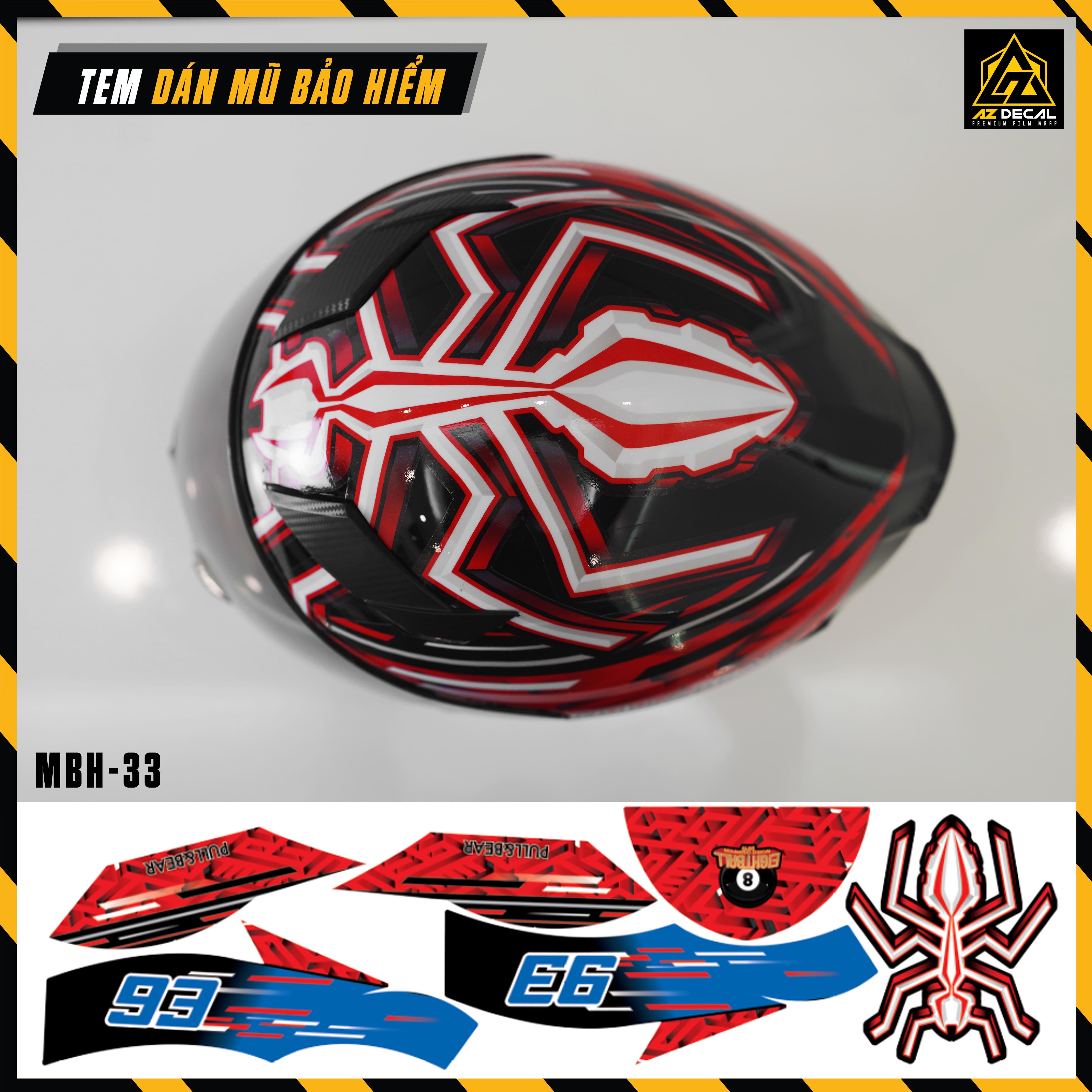 Tem Dán Mũ Bảo Hiểm Fullface Marc Marquez 93 - MBH-33