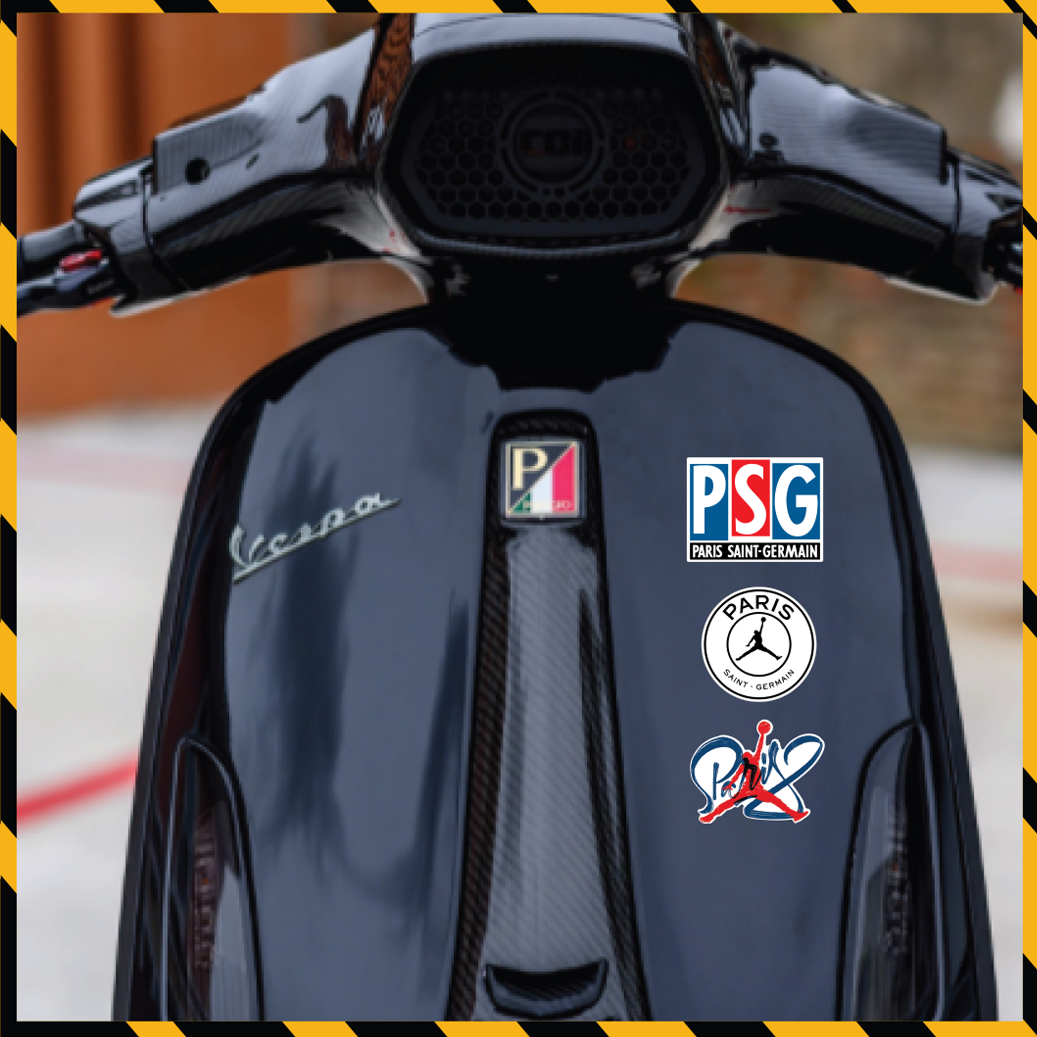 Sticker PSG dán xe Vespa