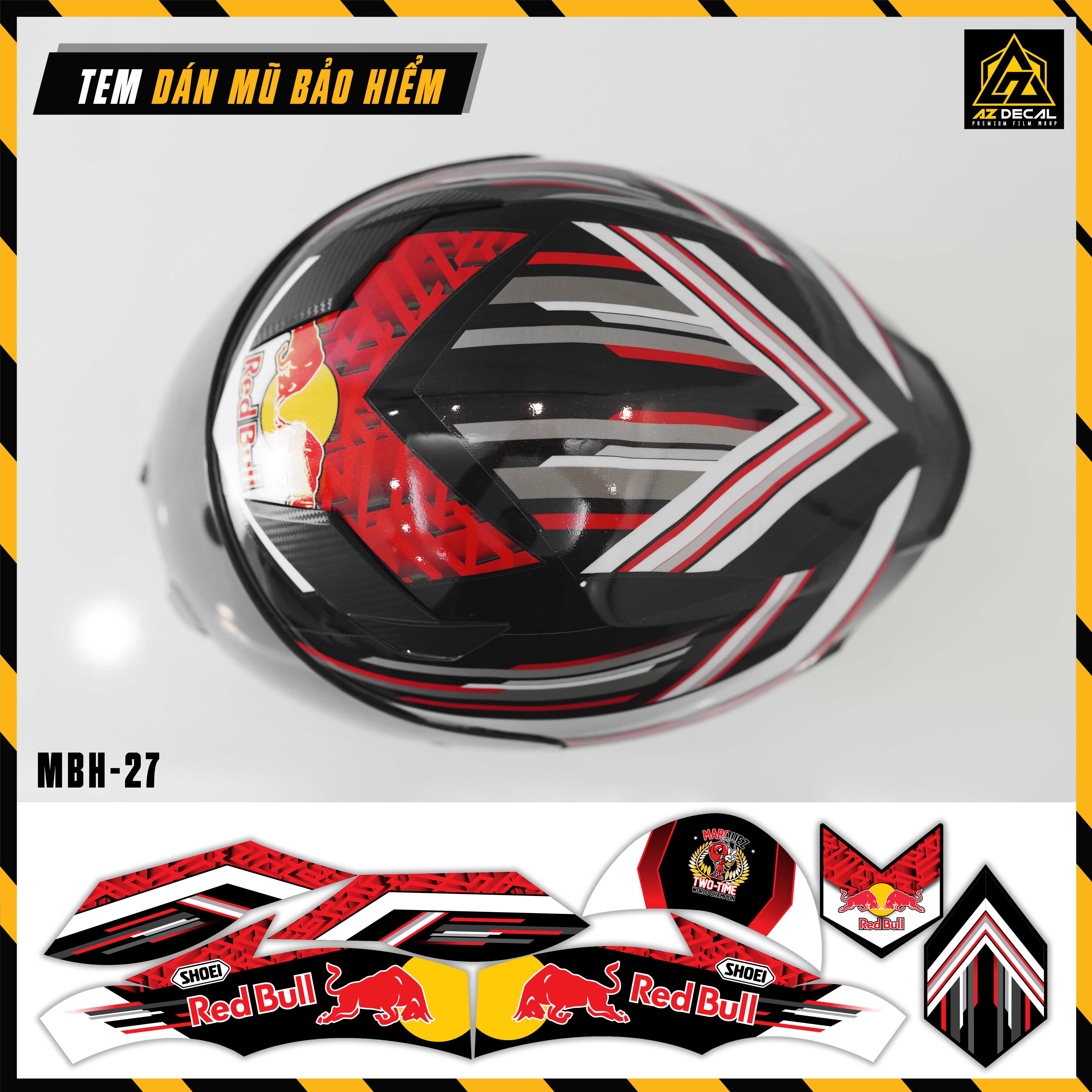 Tem Dán Mũ Bảo Hiểm Fullface Red Bull - MBH-27