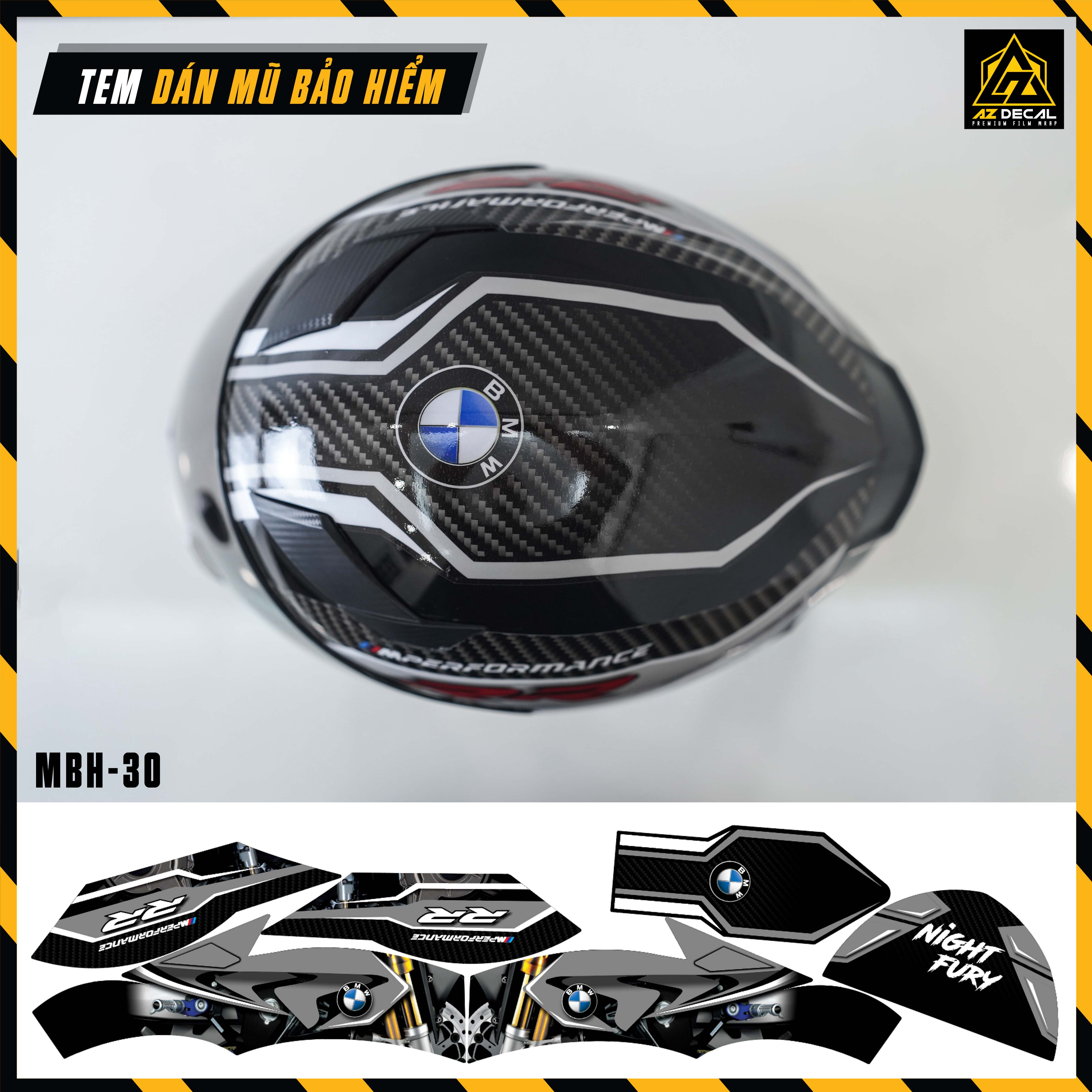 Tem Dán Mũ Bảo Hiểm Fullface BMW RR - MBH-30