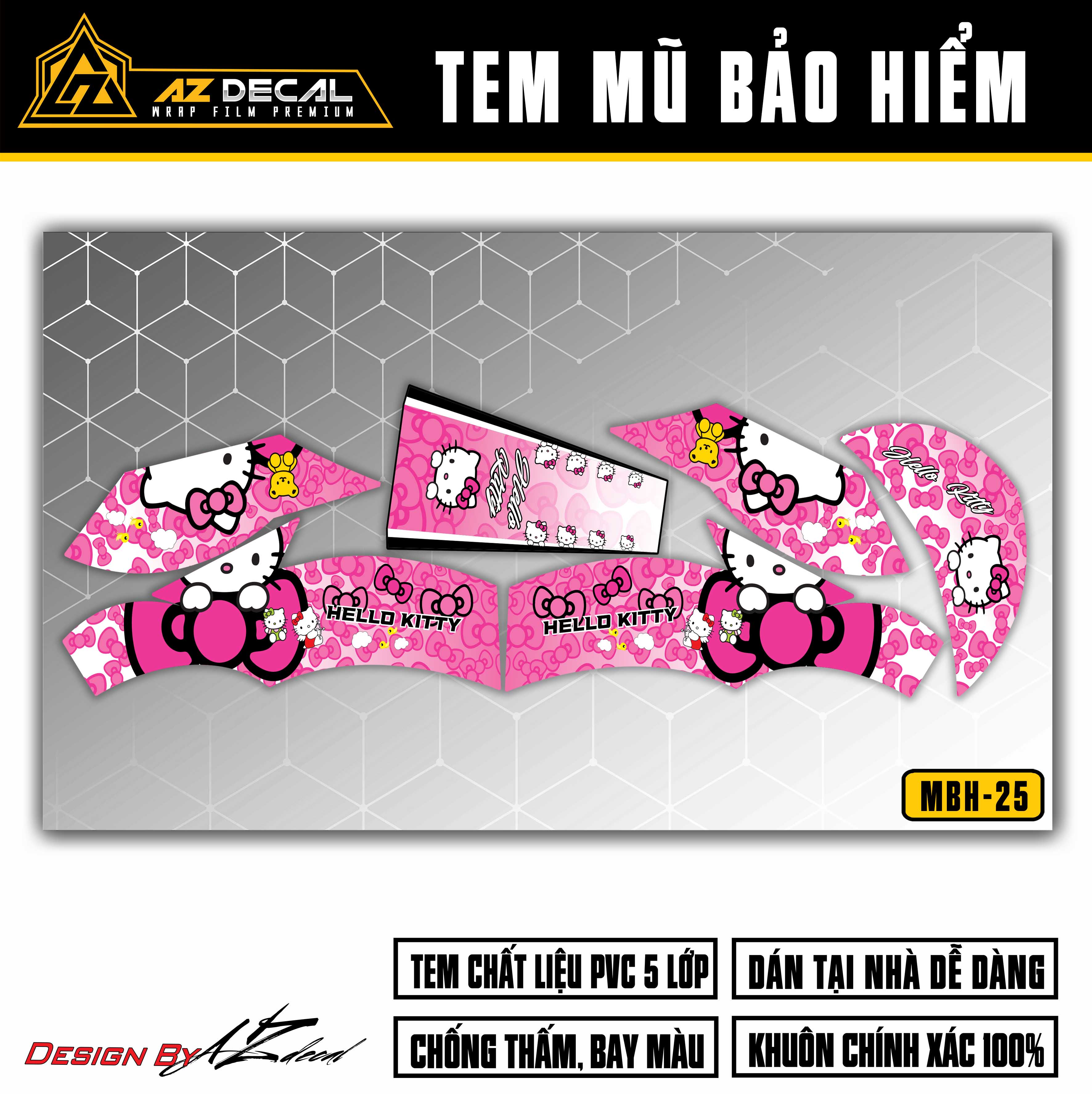 Tem Dán Mũ Bảo Hiểm Fullface Hello Kitty - MBH-25