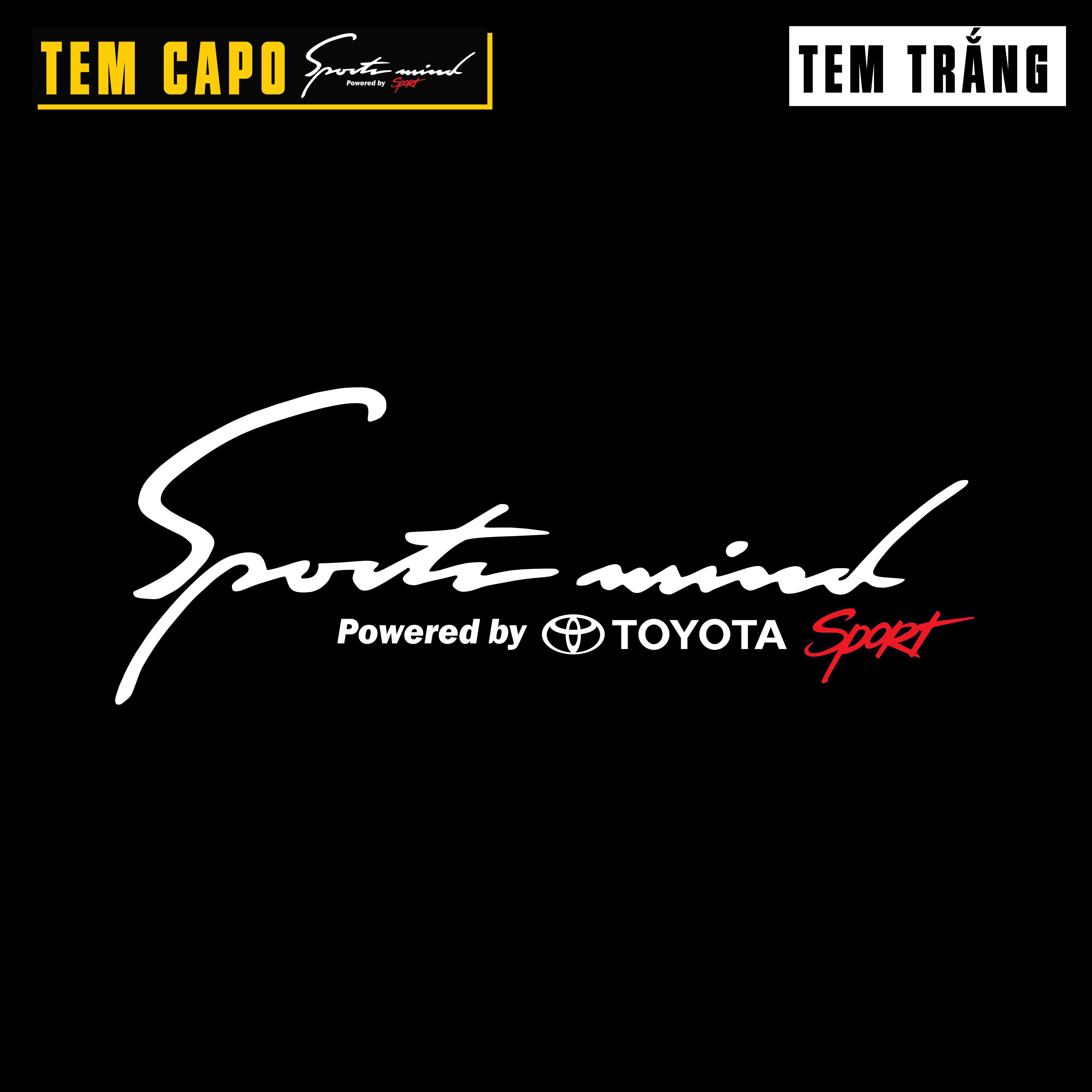 Tem Sport Mind dán nắp capo ô tô Toyota (Trắng)