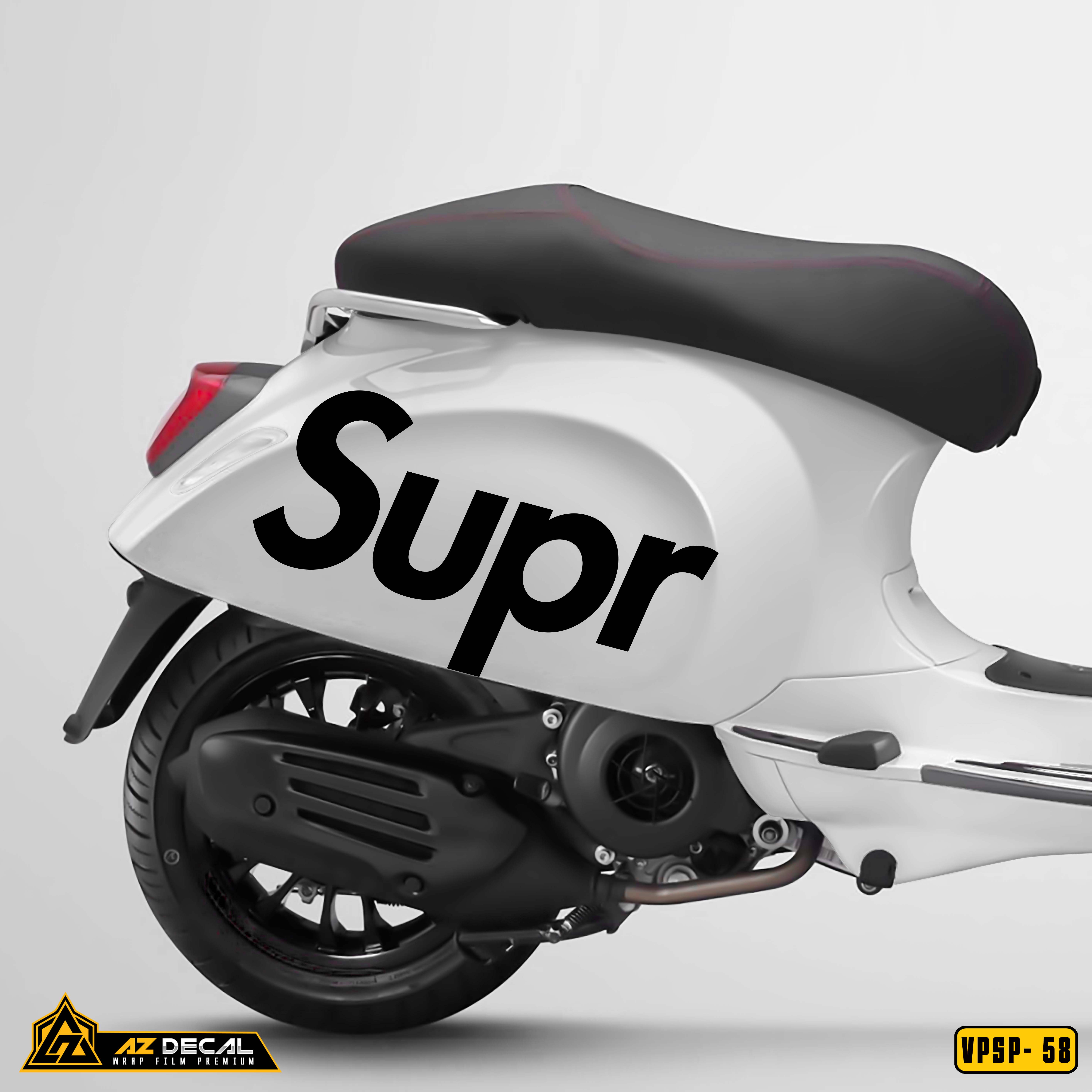 Tem rời Vespa Sprint phong cách Supreme chữ đen