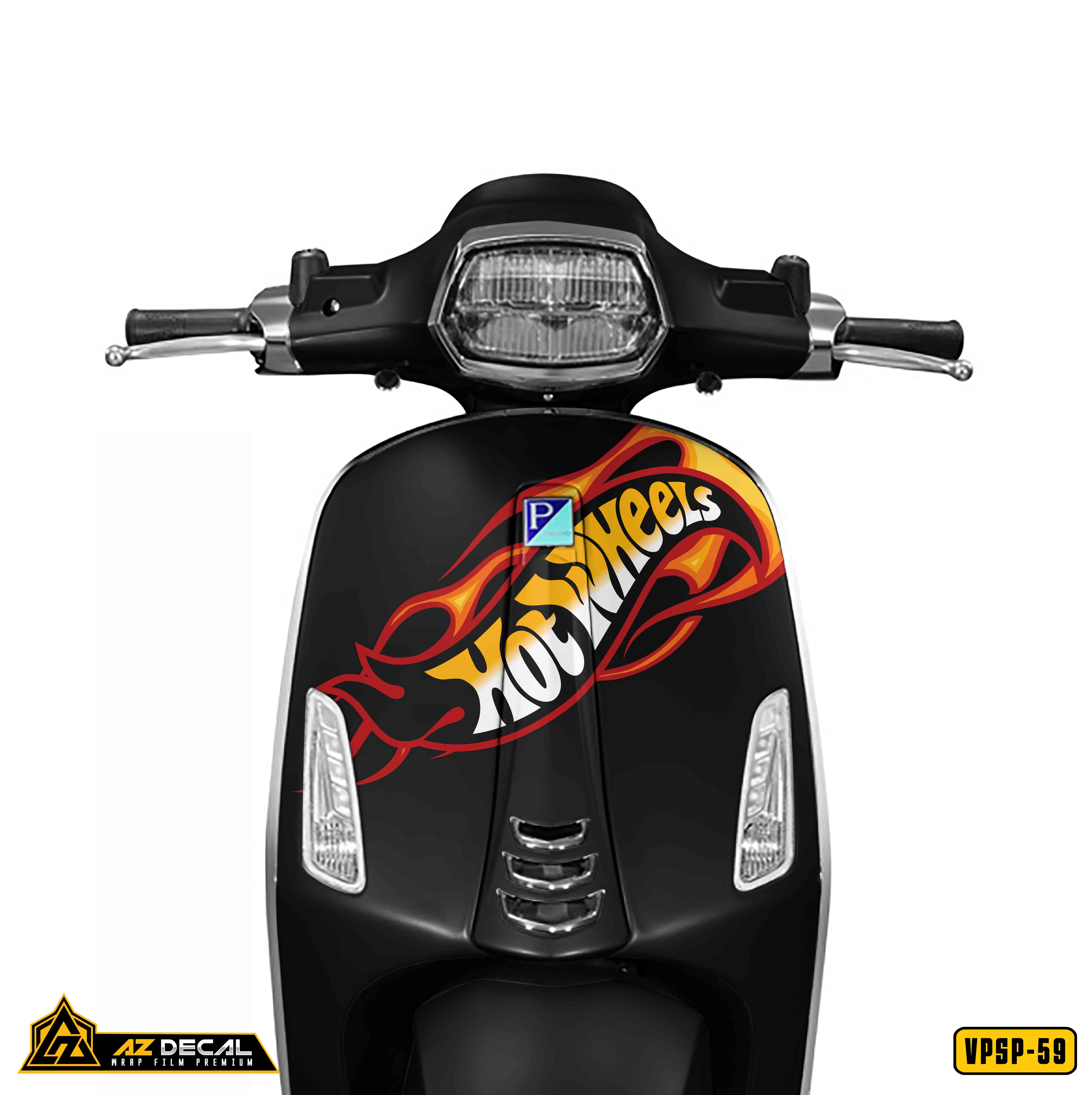 Tem dán mặt trước xe Vespa Sprint đen