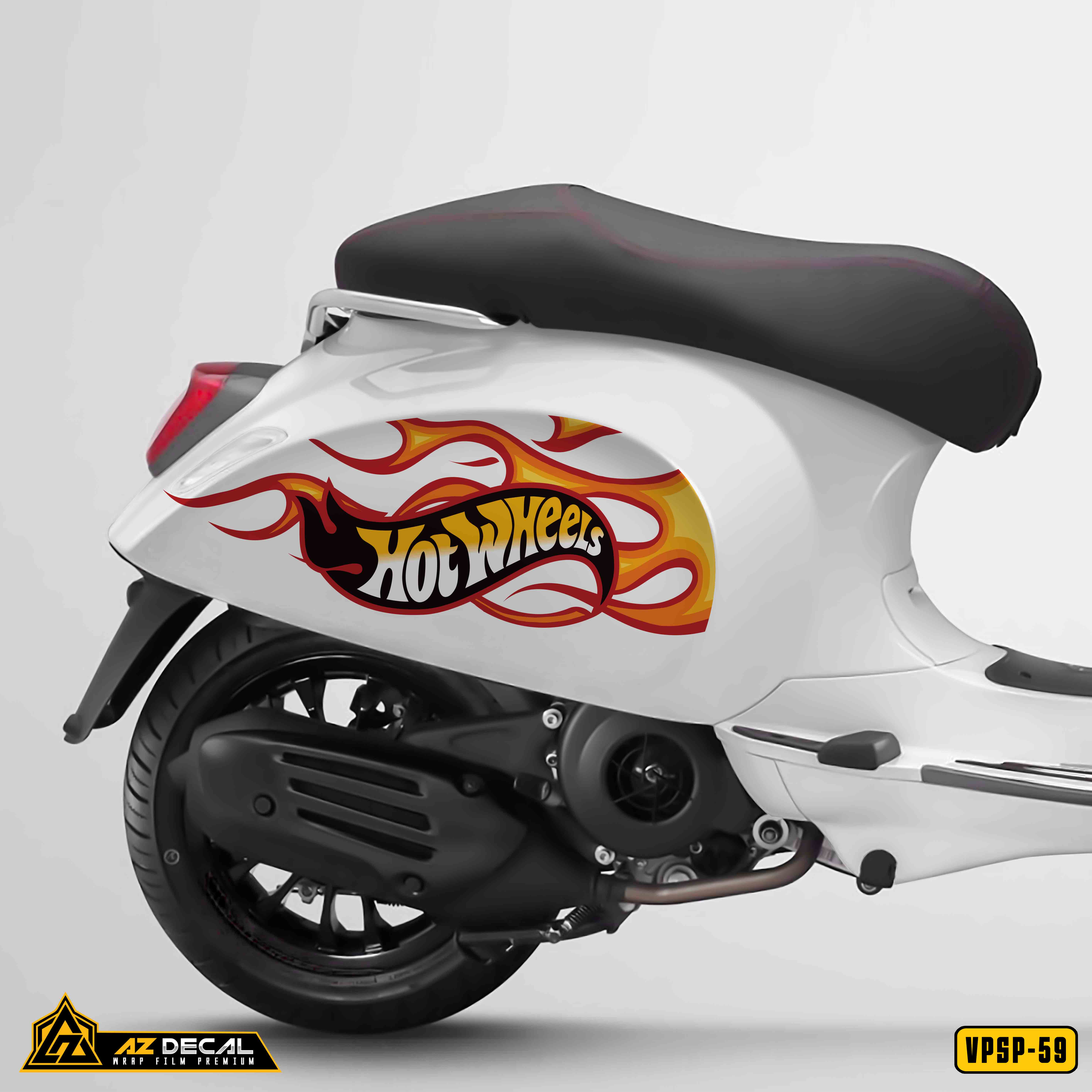 Decal dán xe Vespa Sprint / Primavera trắng mẫu ngọn lửa