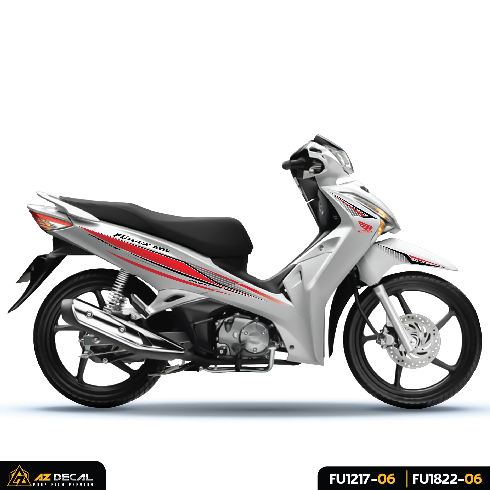 Dán decal xe Honda Future Fi 125 màu trắng đỏ