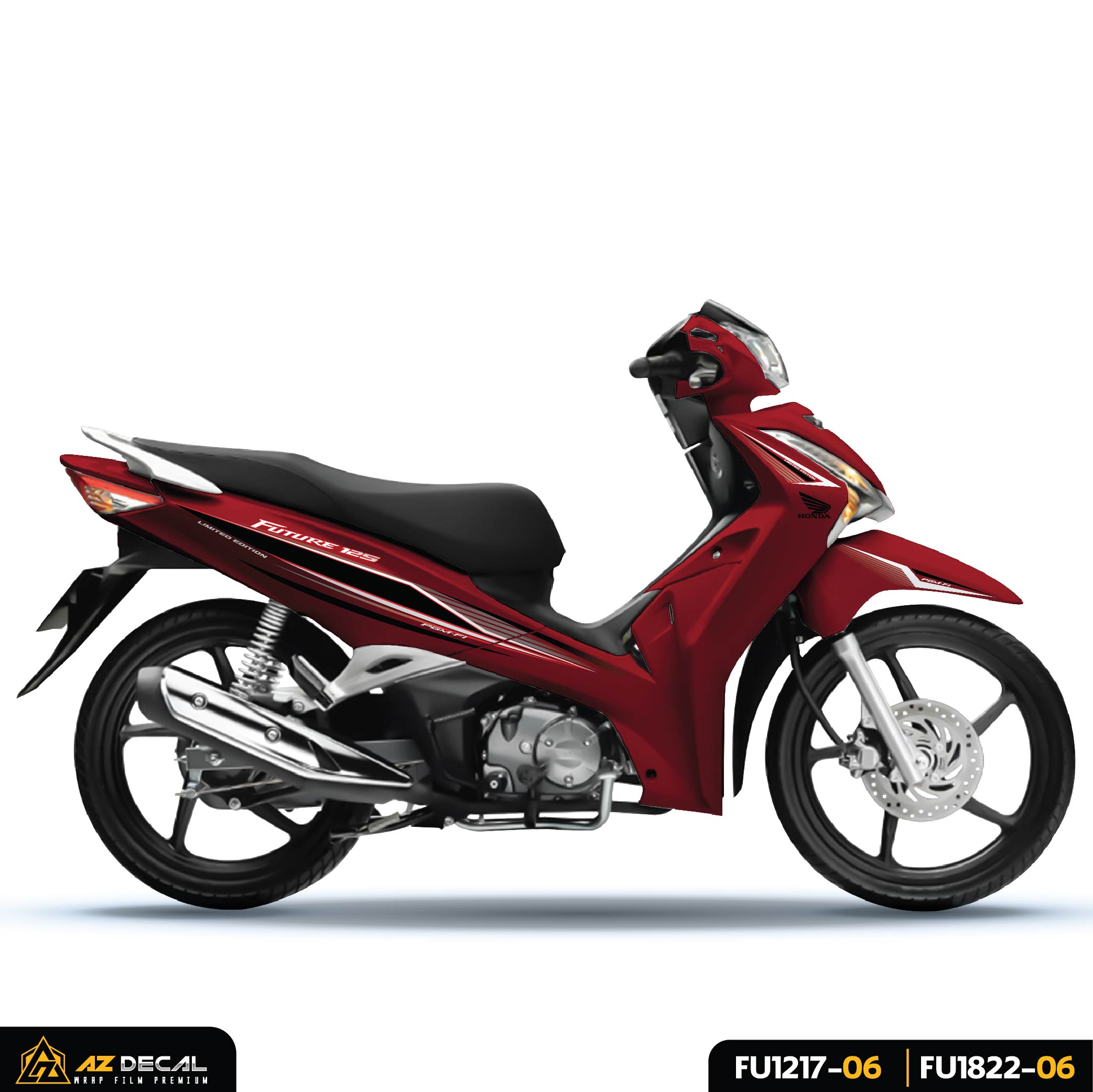 Tem xe Future 125 FI đẹp màu đen trắng dán xe đỏ