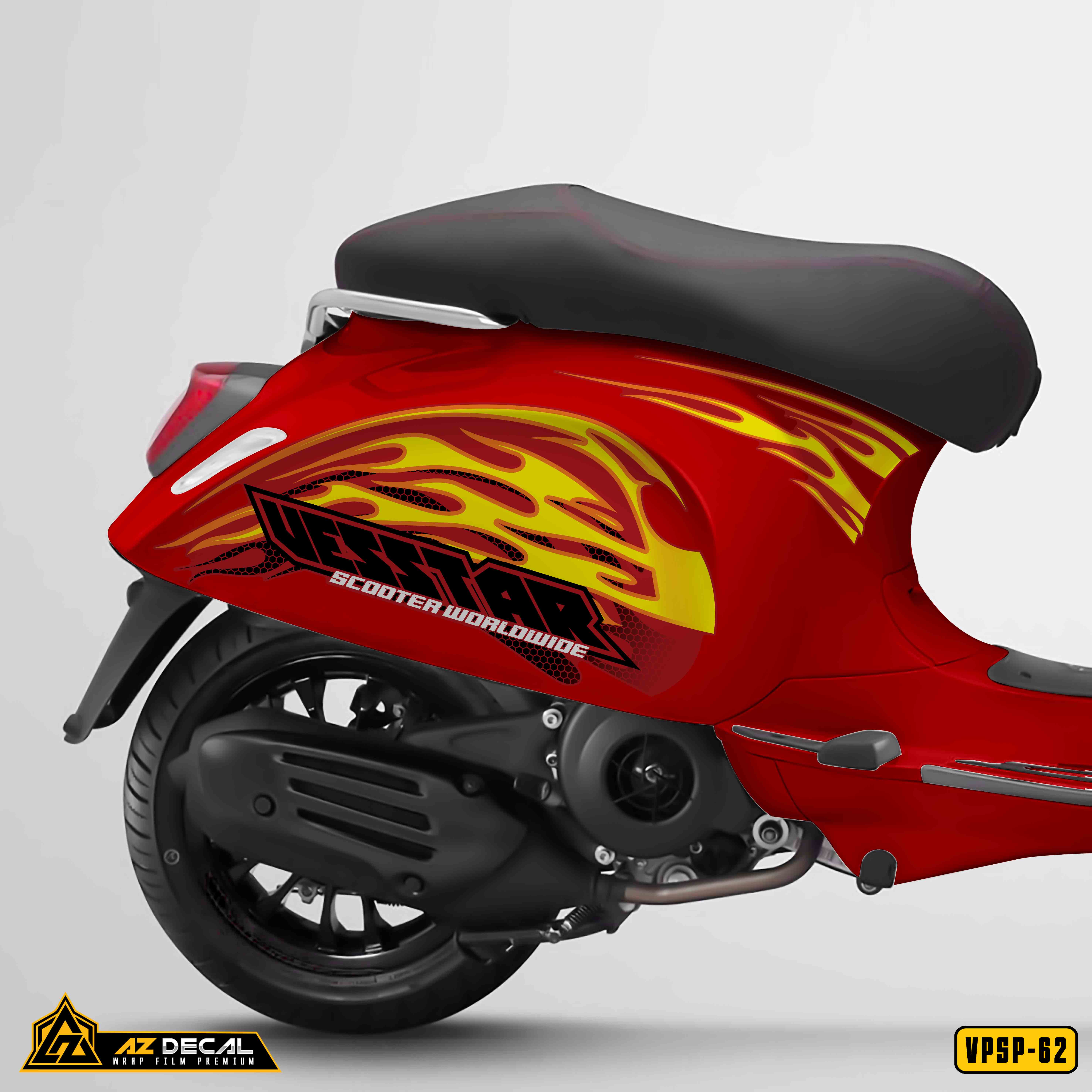 Decal dán xe Vespa mẫu ngọn lửa đẹp