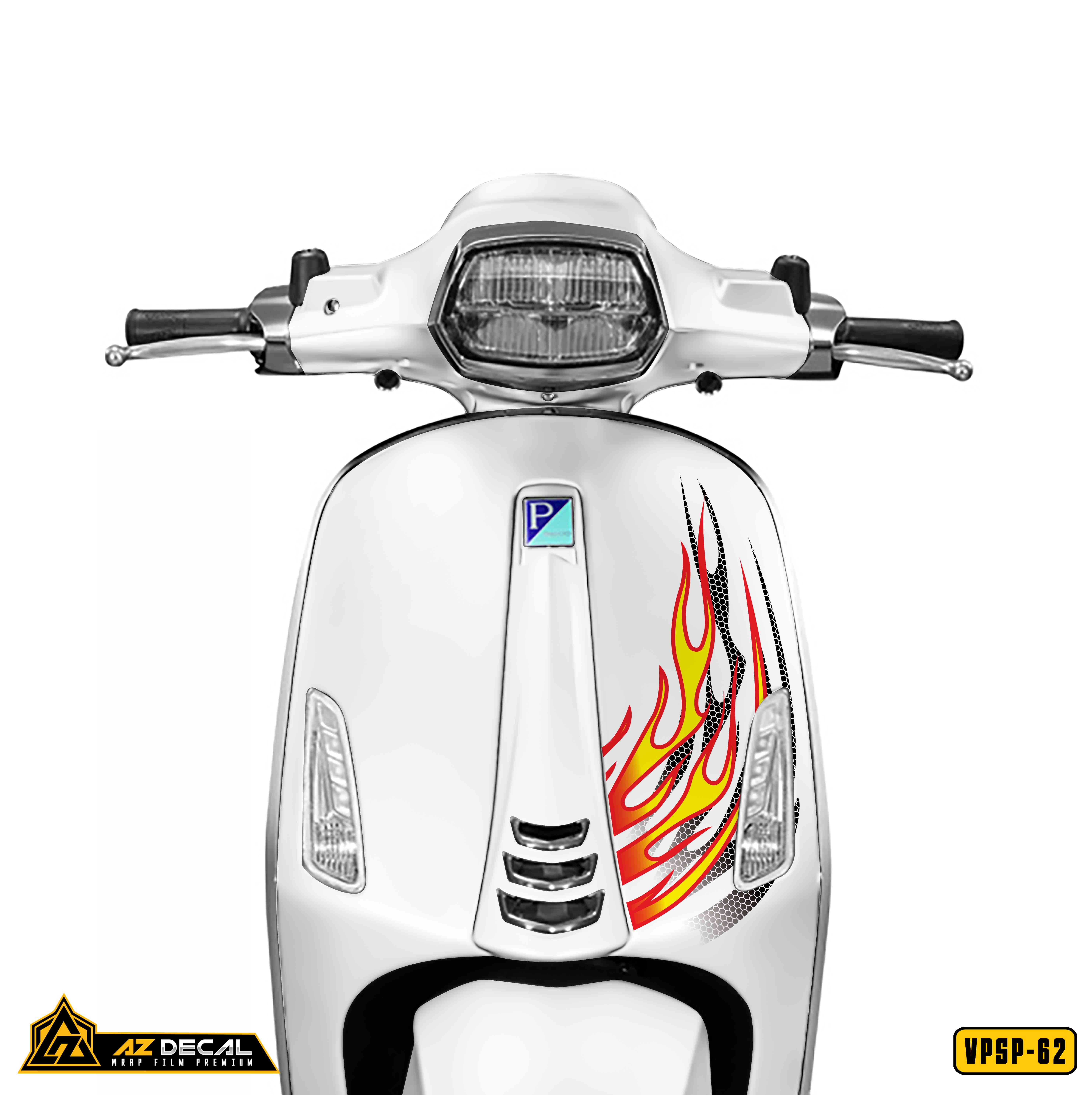 Decal dán mặt trước xe Vespa ngọn lửa Vestar