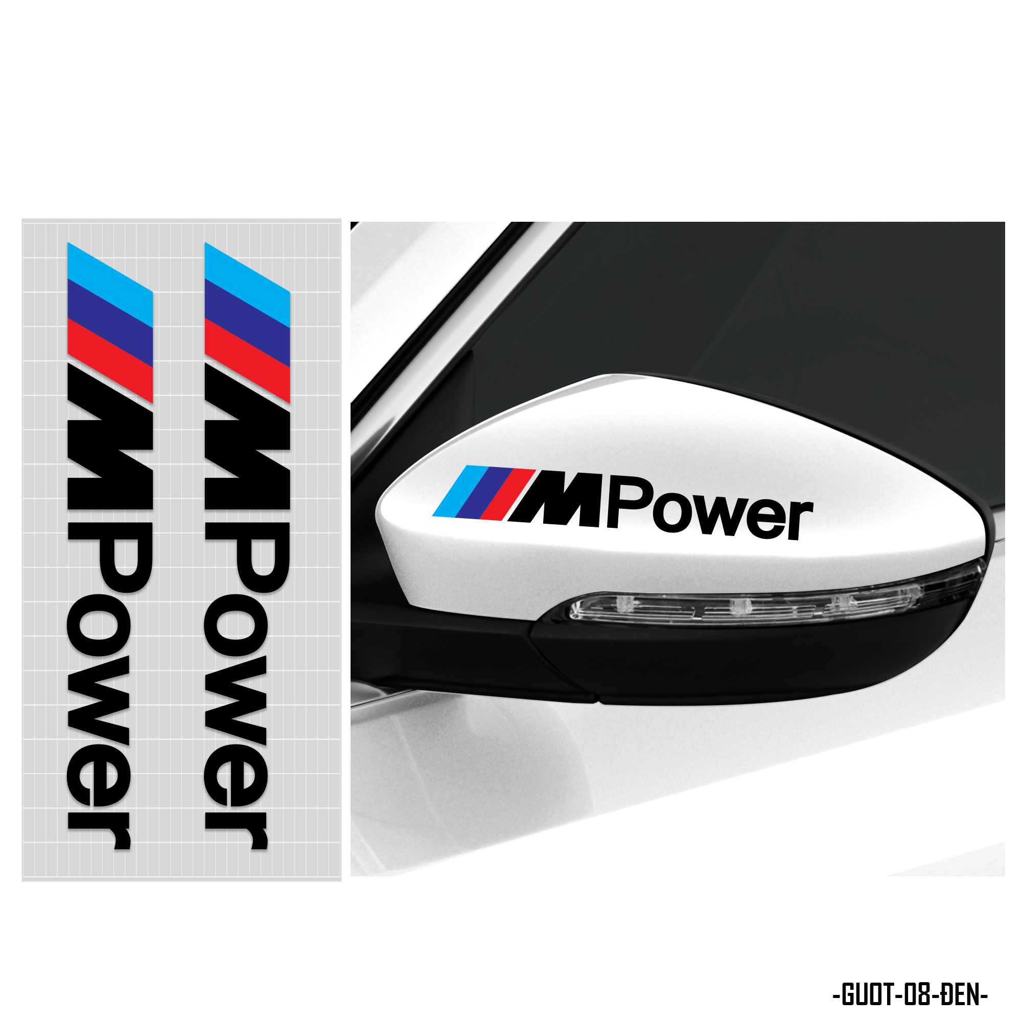 Decal dán gương xe ô tô chữ MPower đen