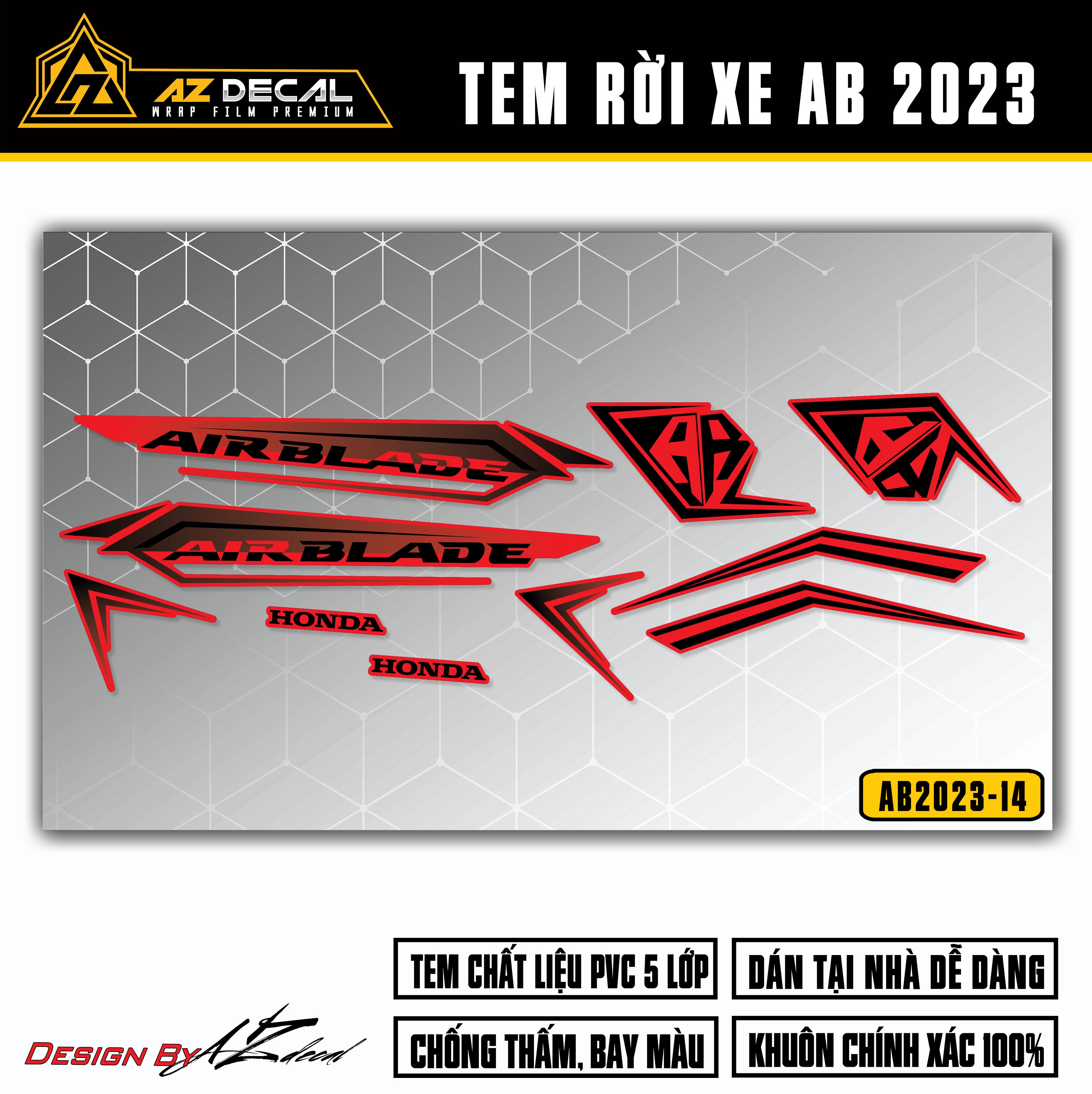 Tem dán xe Air Blade 2023 màu đen (nền đỏ)