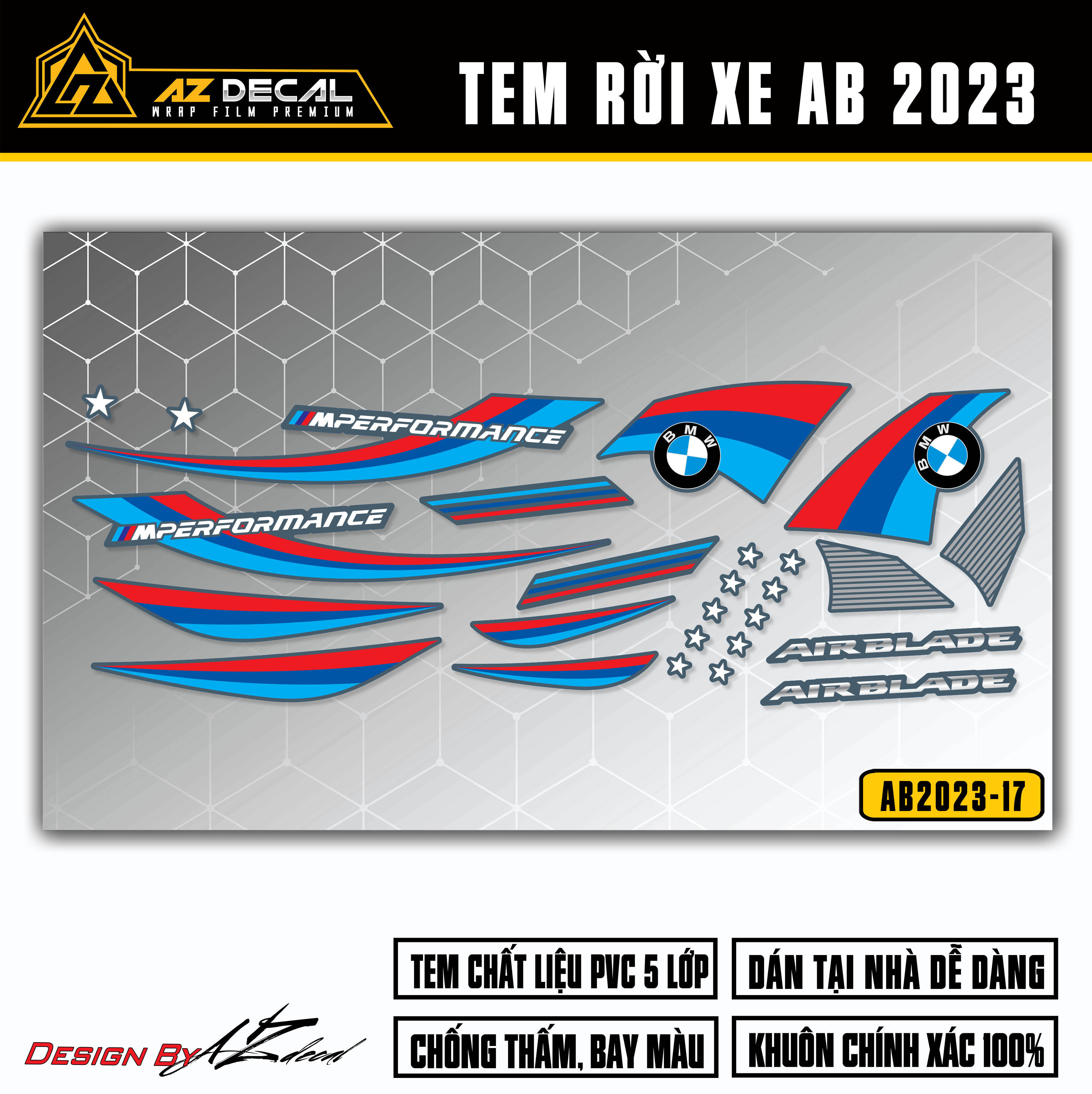 Decal dán xe AB 2023 đẹp phong cách BMW