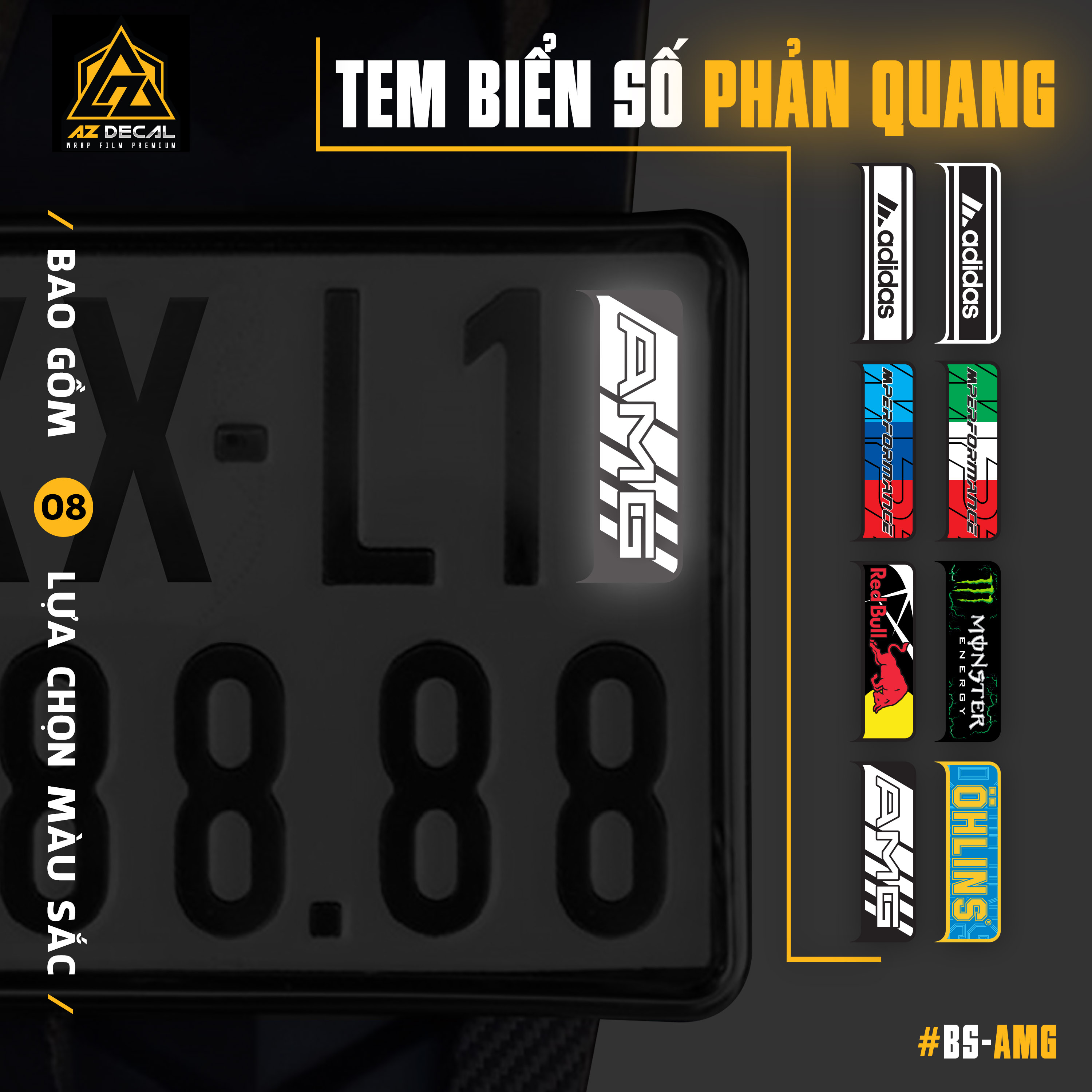 Decal dán biển số xe máy, xe điện phong cách AMG