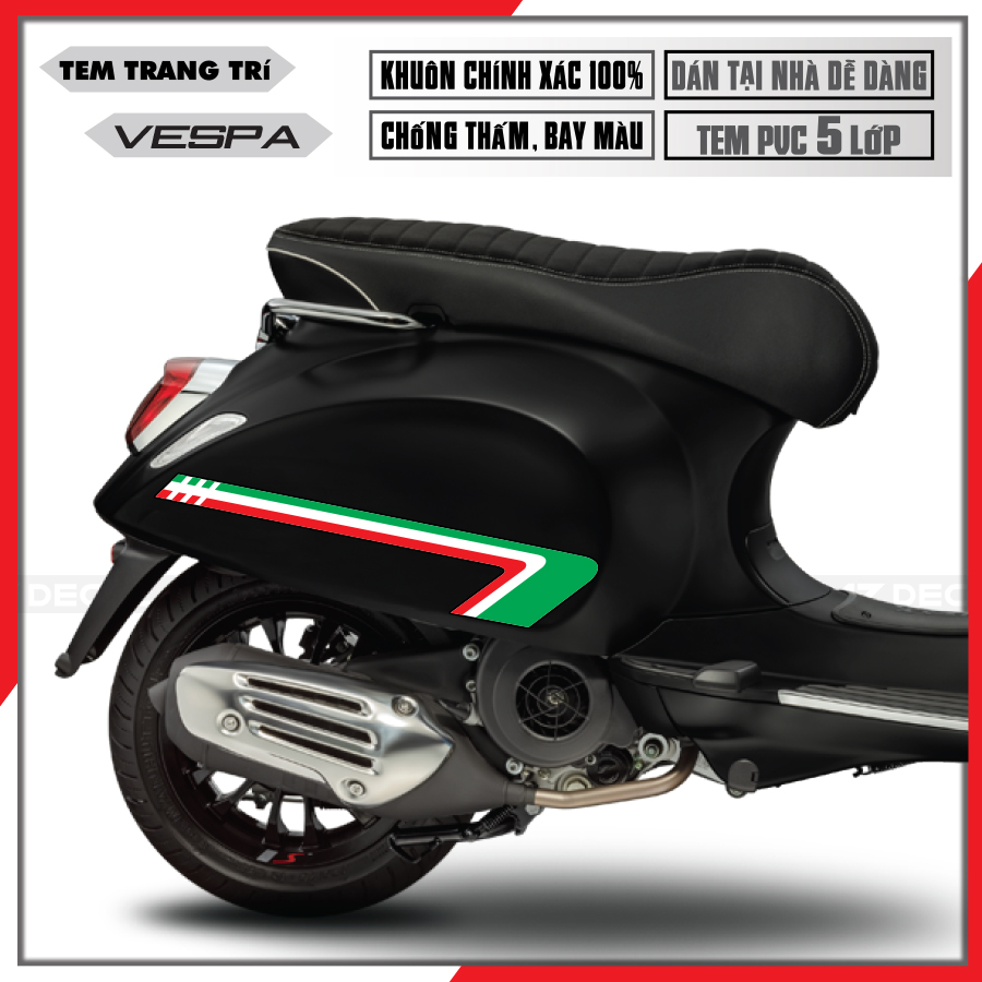 Tem Xe Vespa | 014 | Thiết Kế S-Line 2 Xe Đen