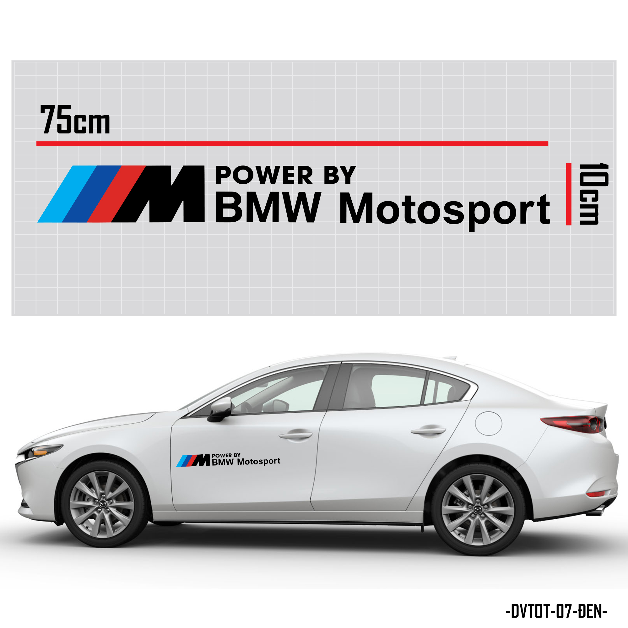 Tem xe BMW M Performance dán xe hơi màu trắng