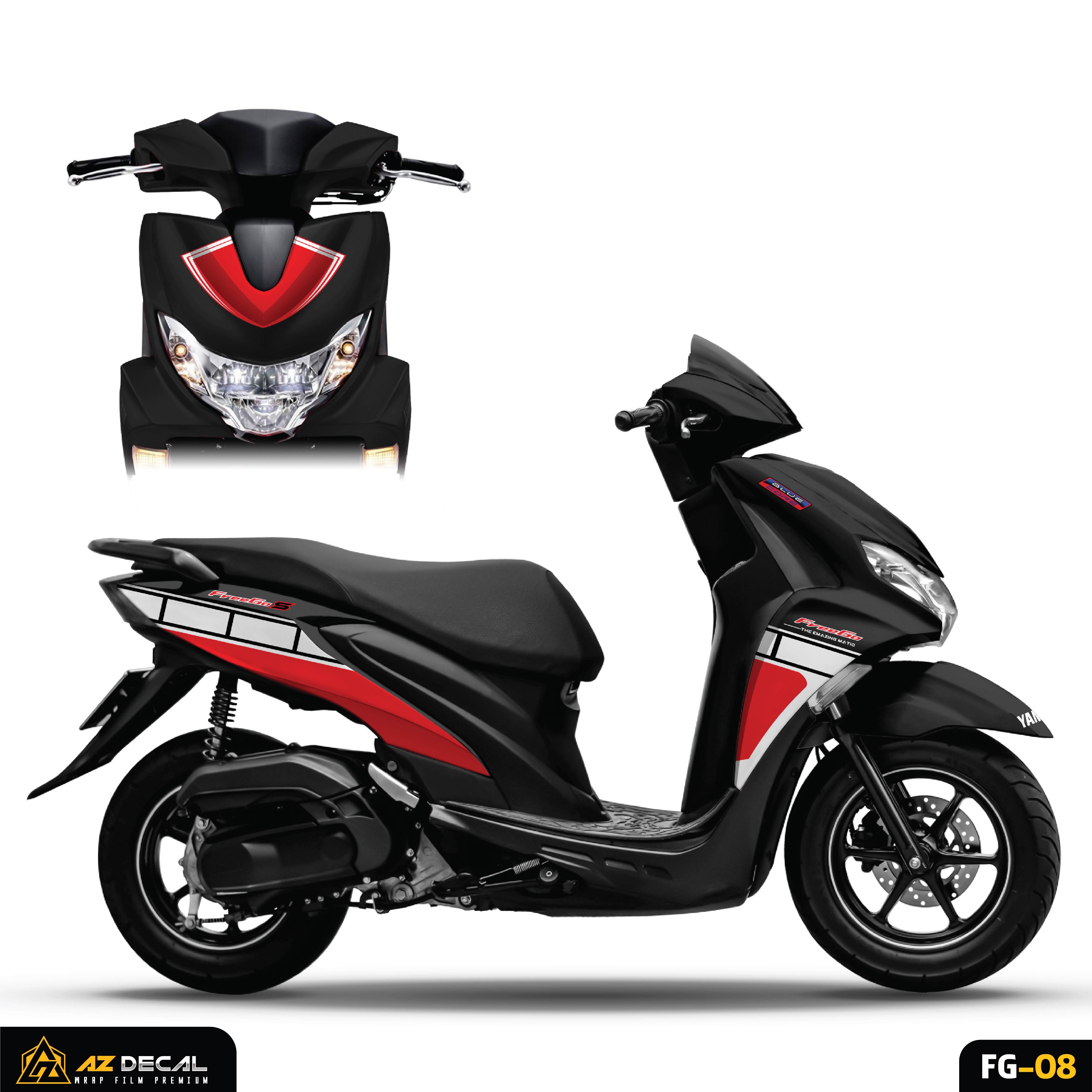 Decal dán xe Yamaha FreeGo phong cách kỉ niệm 60 năm màu đỏ đen