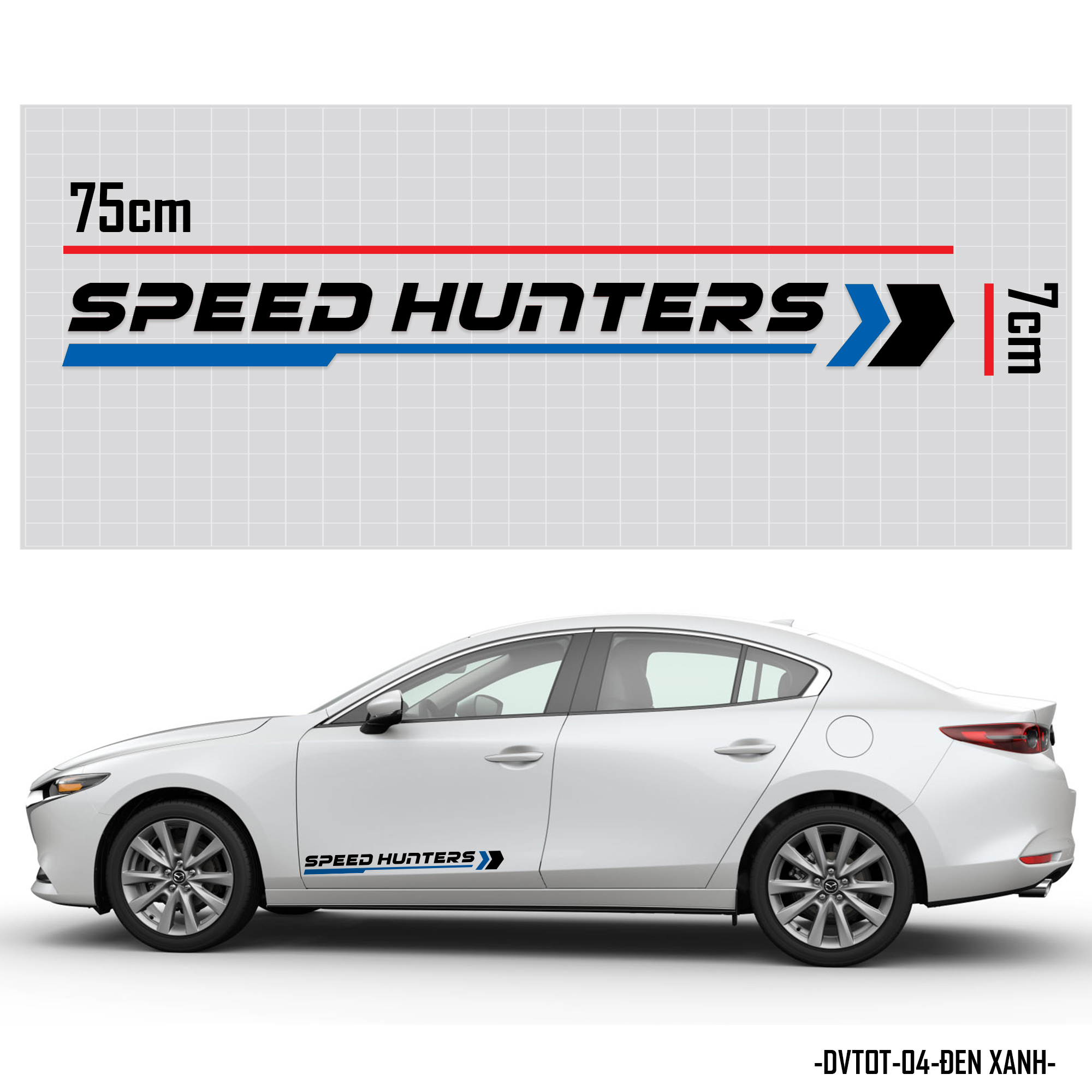 Tem dán xe ô tô chữ Speed Hunters màu đen xanh