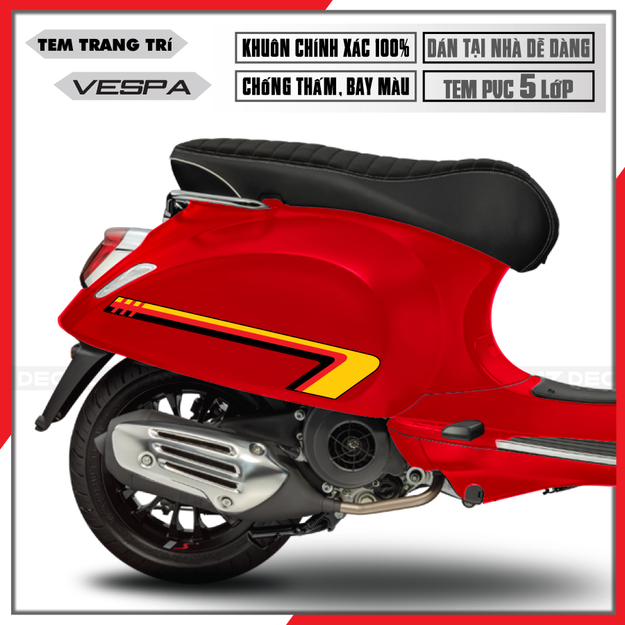 Tem Xe Vespa | 014 | Thiết Kế S-Line 2 Xe  Đỏ