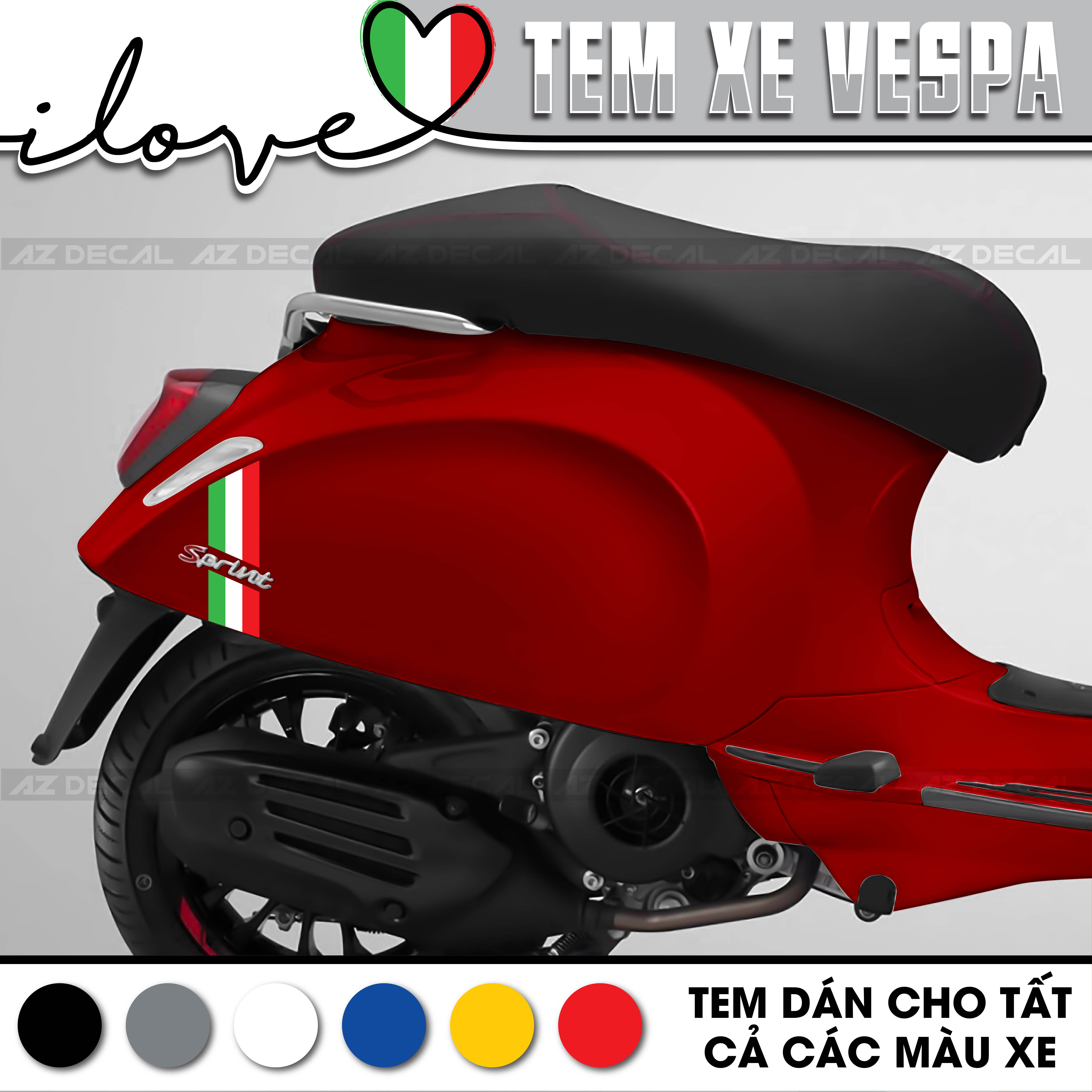 Decal xe Vespa Đỏ phong cách Italy