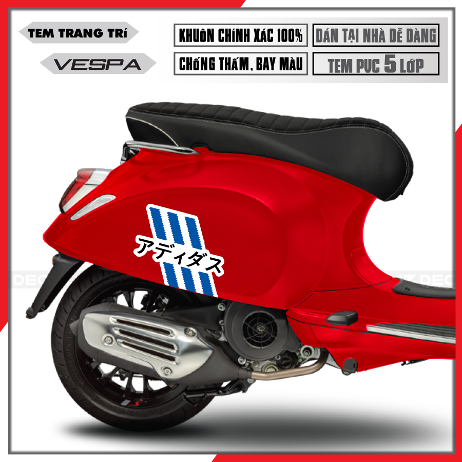 Tem Xe Vespa | 016 | Thiết Kế Adidas Japan Xe Đỏ