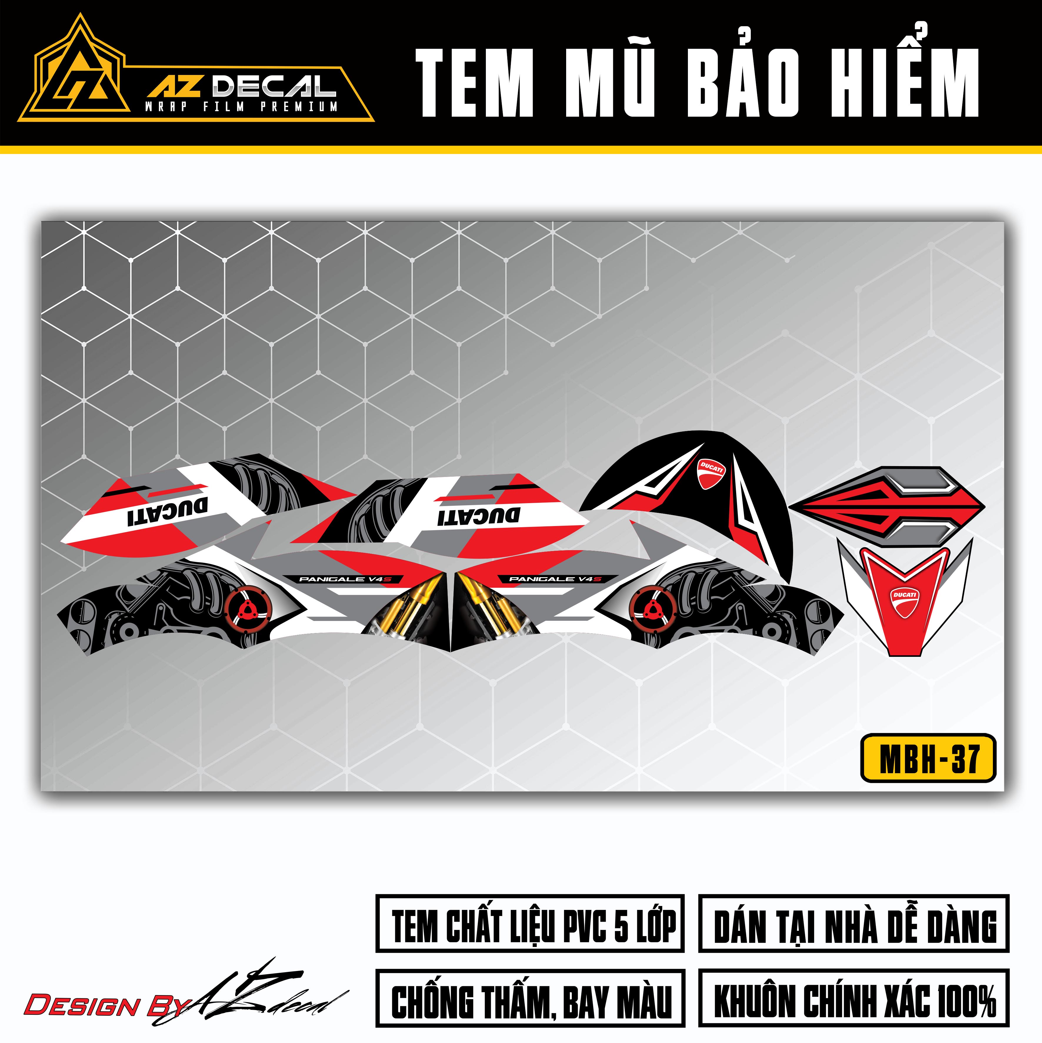 Tem Dán Mũ Bảo Hiểm Fullface Ducati - MBH-37