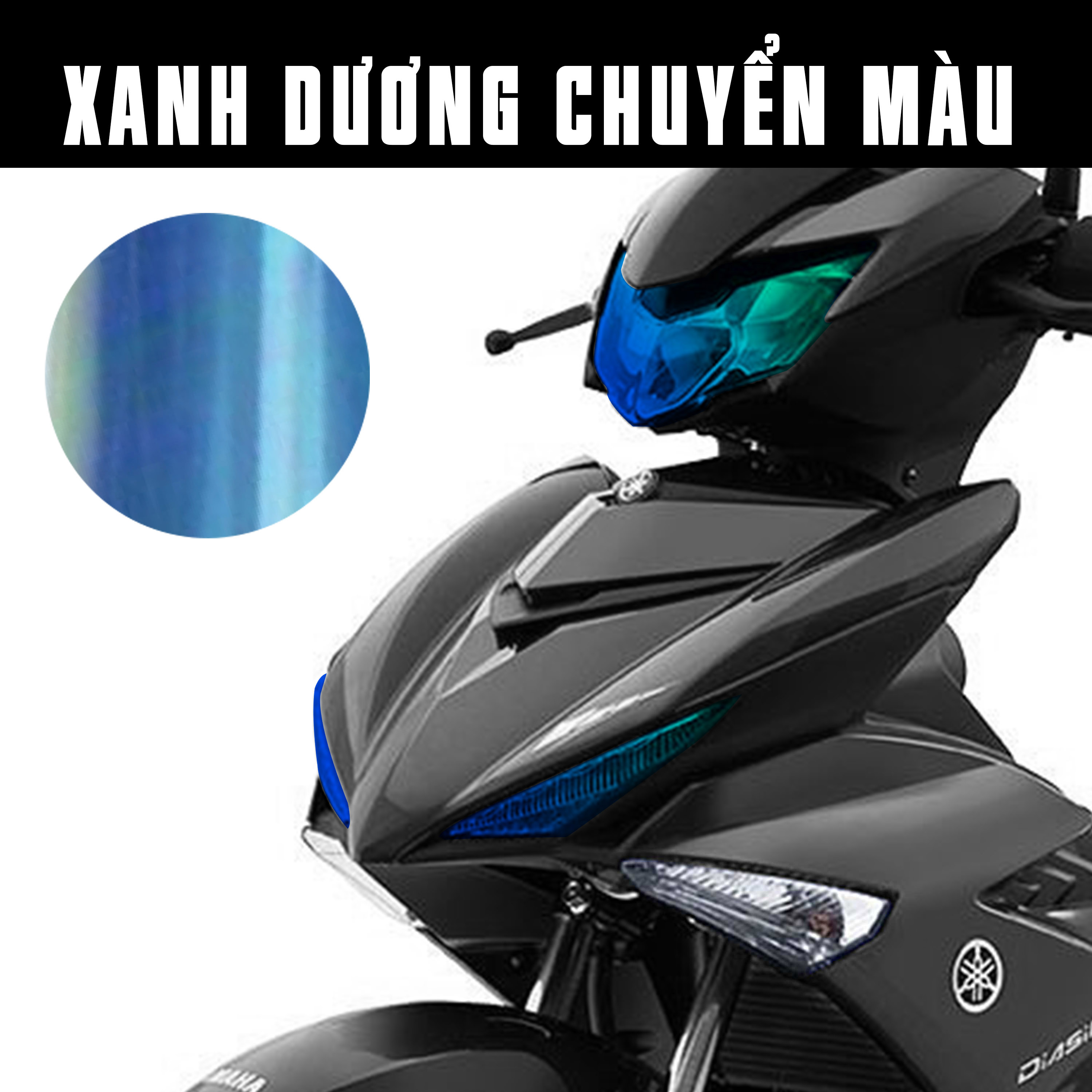 Decal đổi màu dán chóa đèn Exciter 150 màu xanh dương