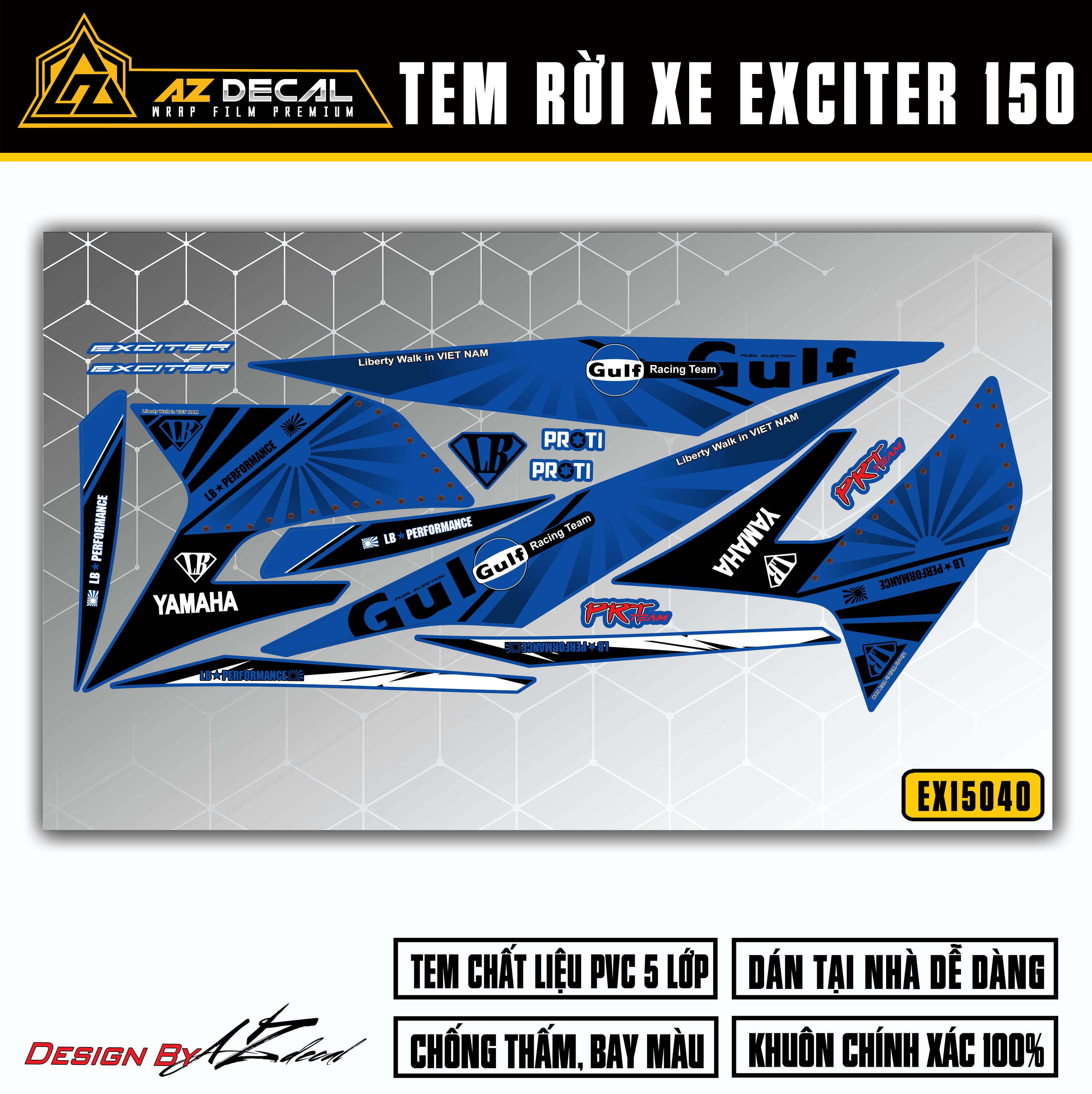 Decal Ex 150 đẹp màu xanh đen