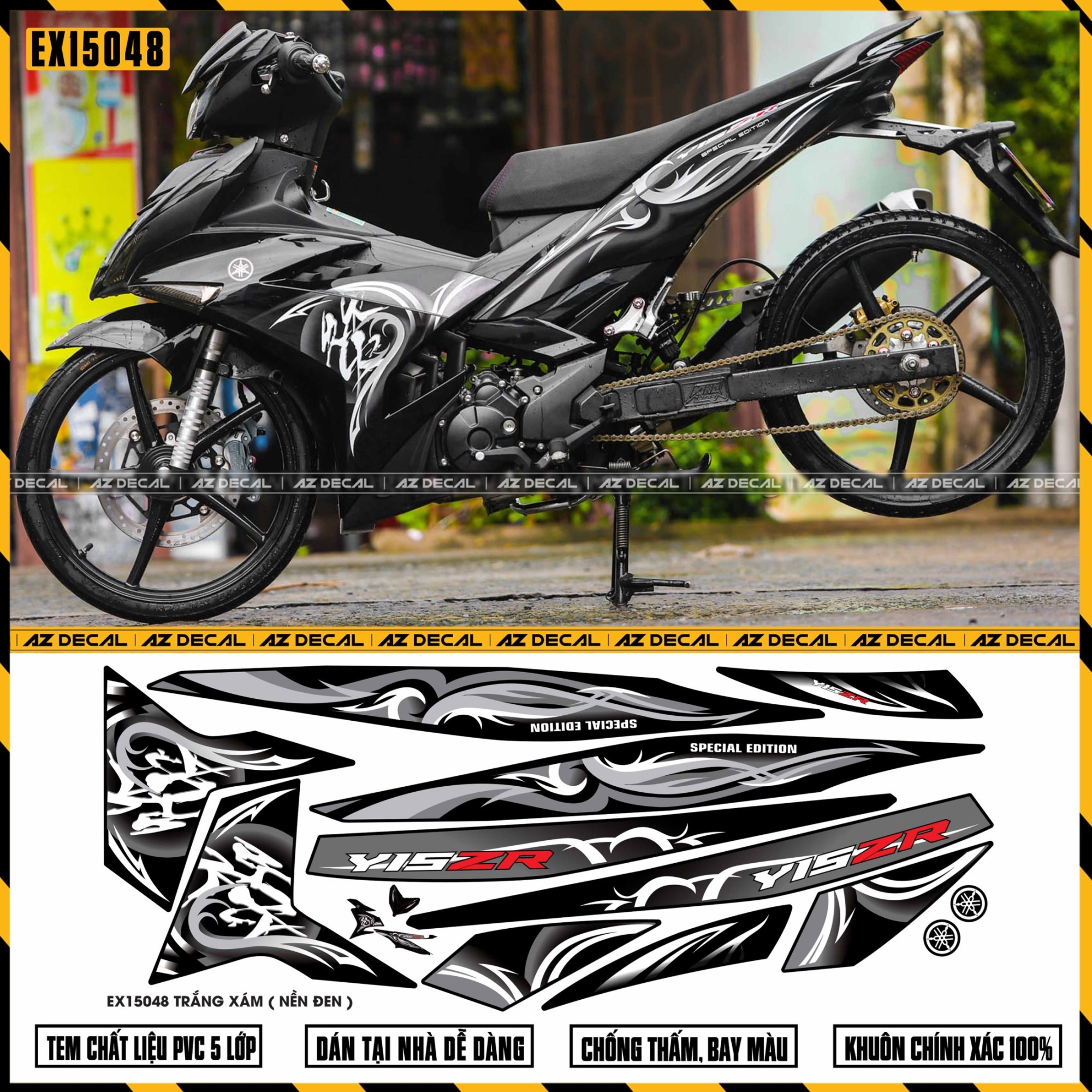 Ảnh thực tế mẫu tem Ex 150 Special Edition tại AZDECAL