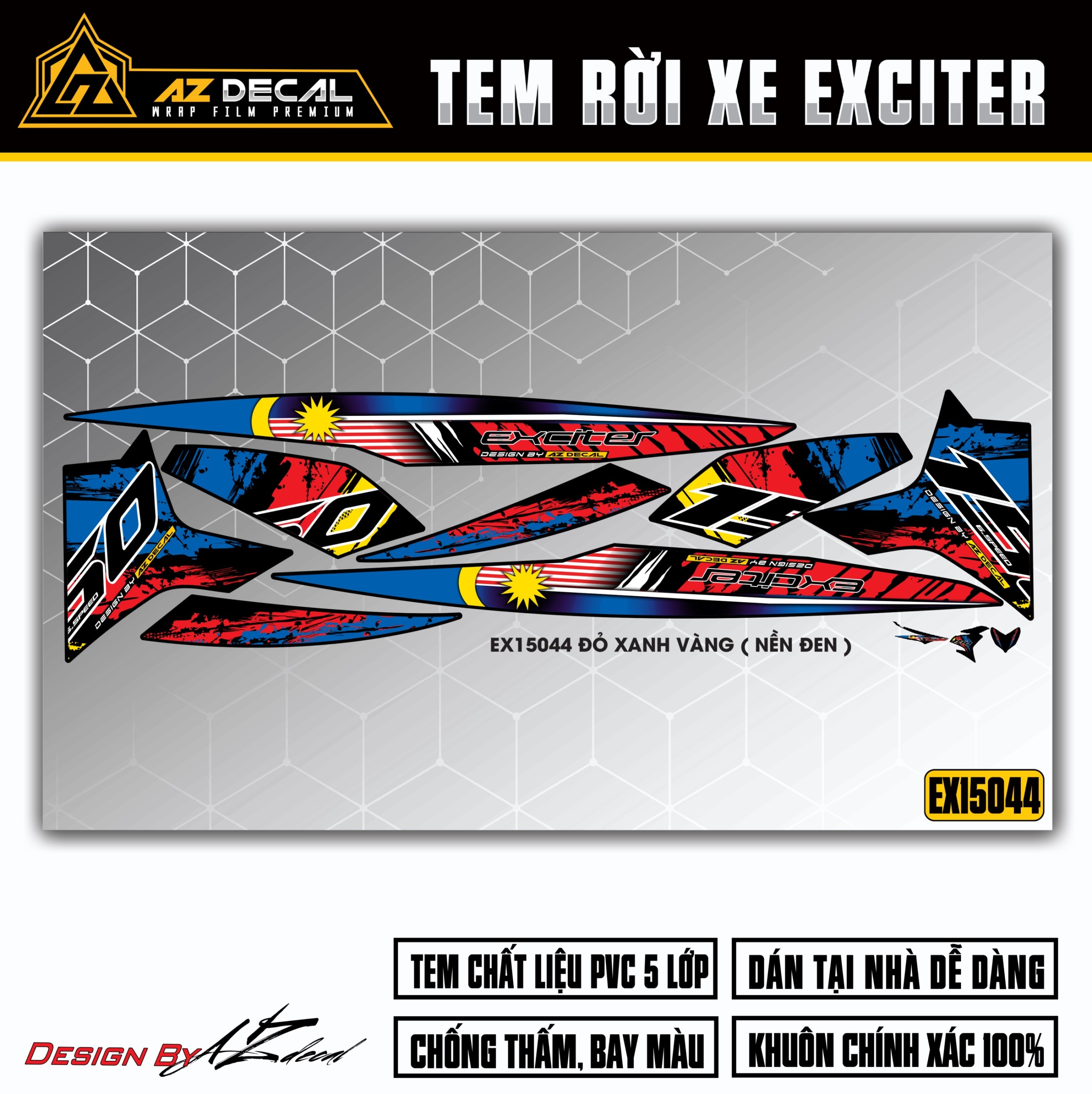 Decal dán xe Ex 150 phong cách Malaysia