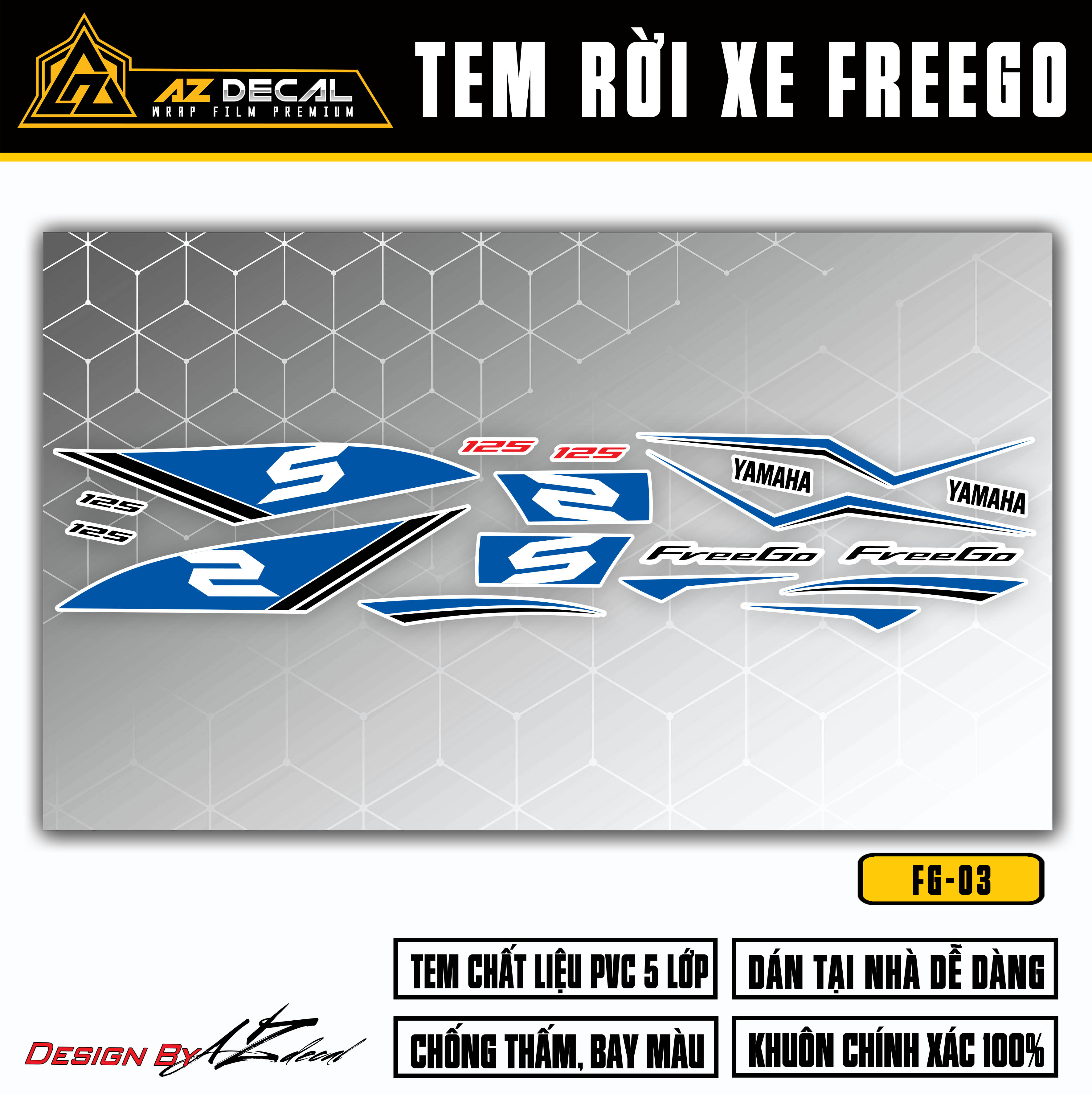 Tem dán xe FreeGo 125 bản S màu xanh đẹp