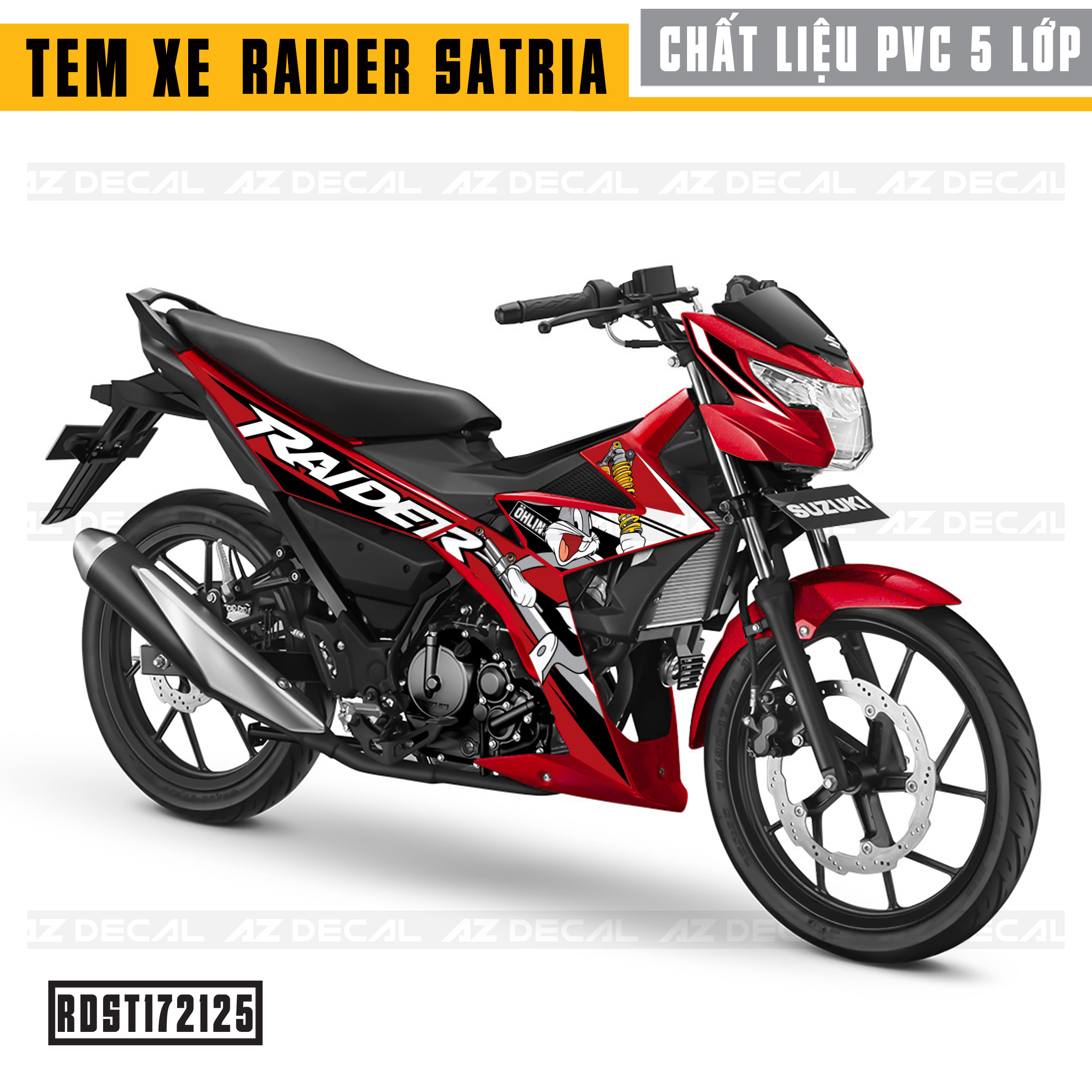 Tem Xe Raider/Satria xe đỏ mẫu Rabbit