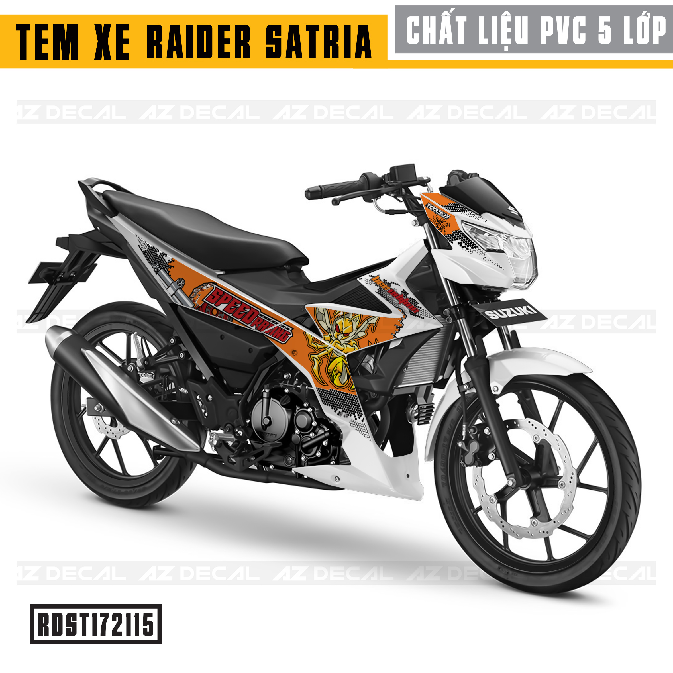 Tem Xe Raider/Satria Trắng Mẫu Speed Racing