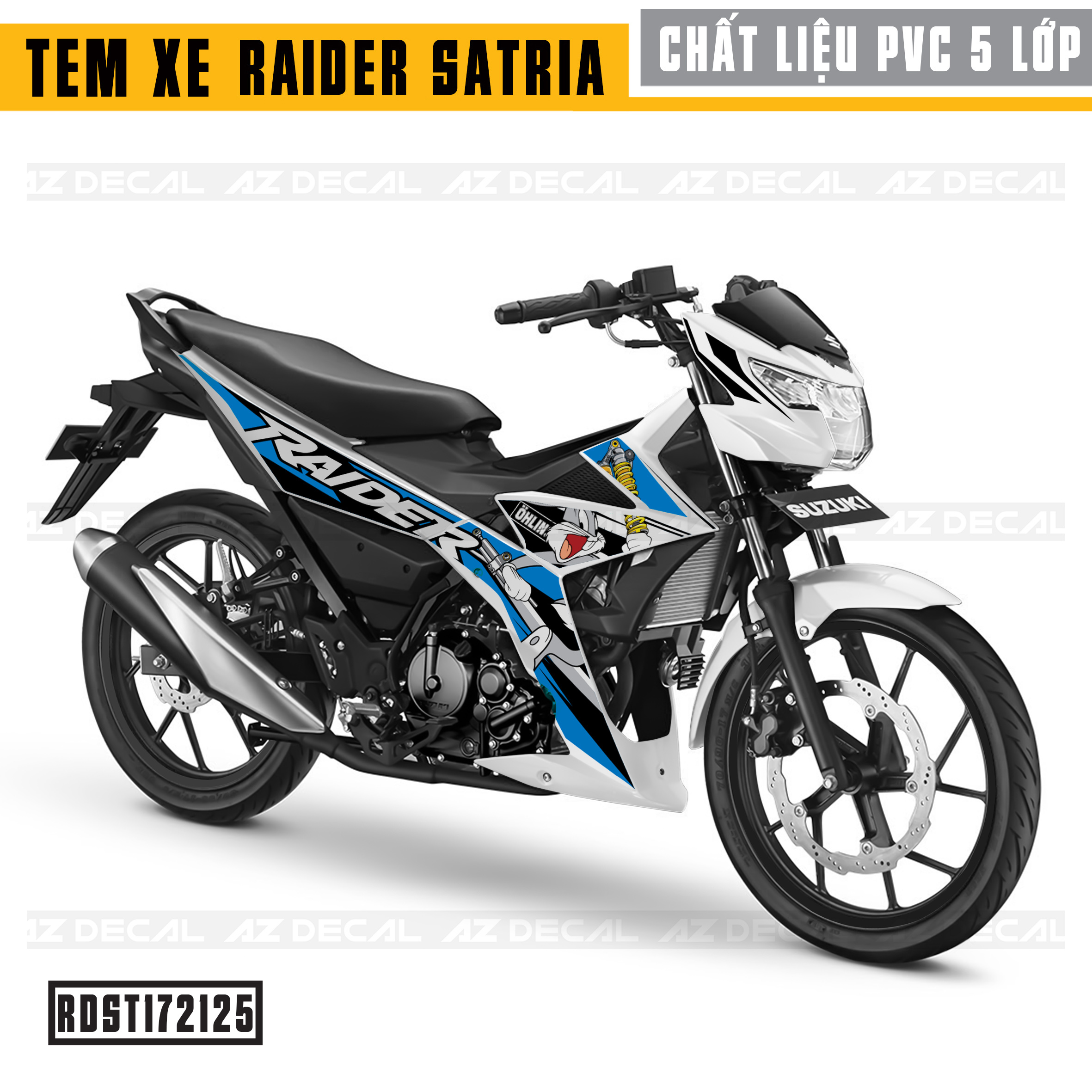 Tem Xe Raider/Satria xe trắng mẫu Rabbit