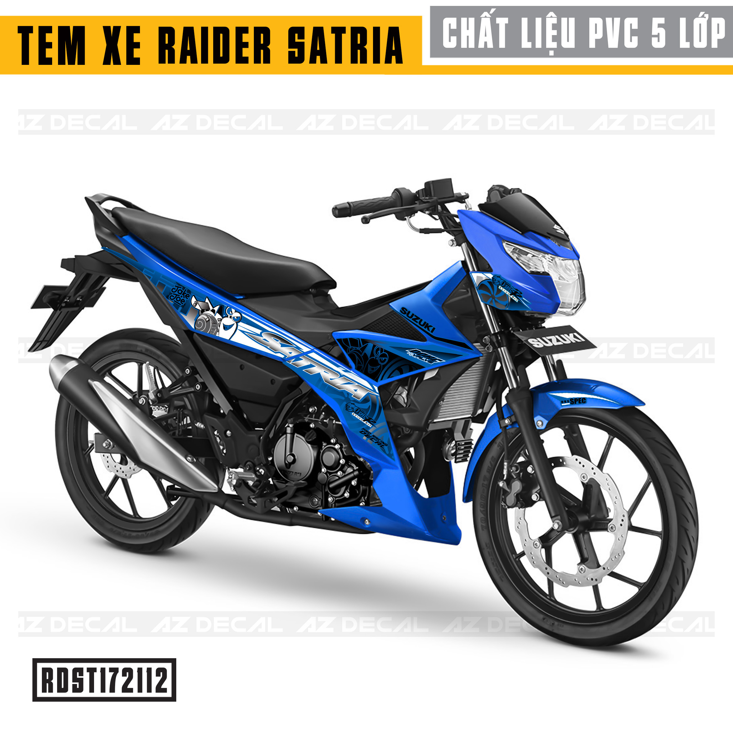 Tem Xe Raider/Satria xanh Mẫu Tubo