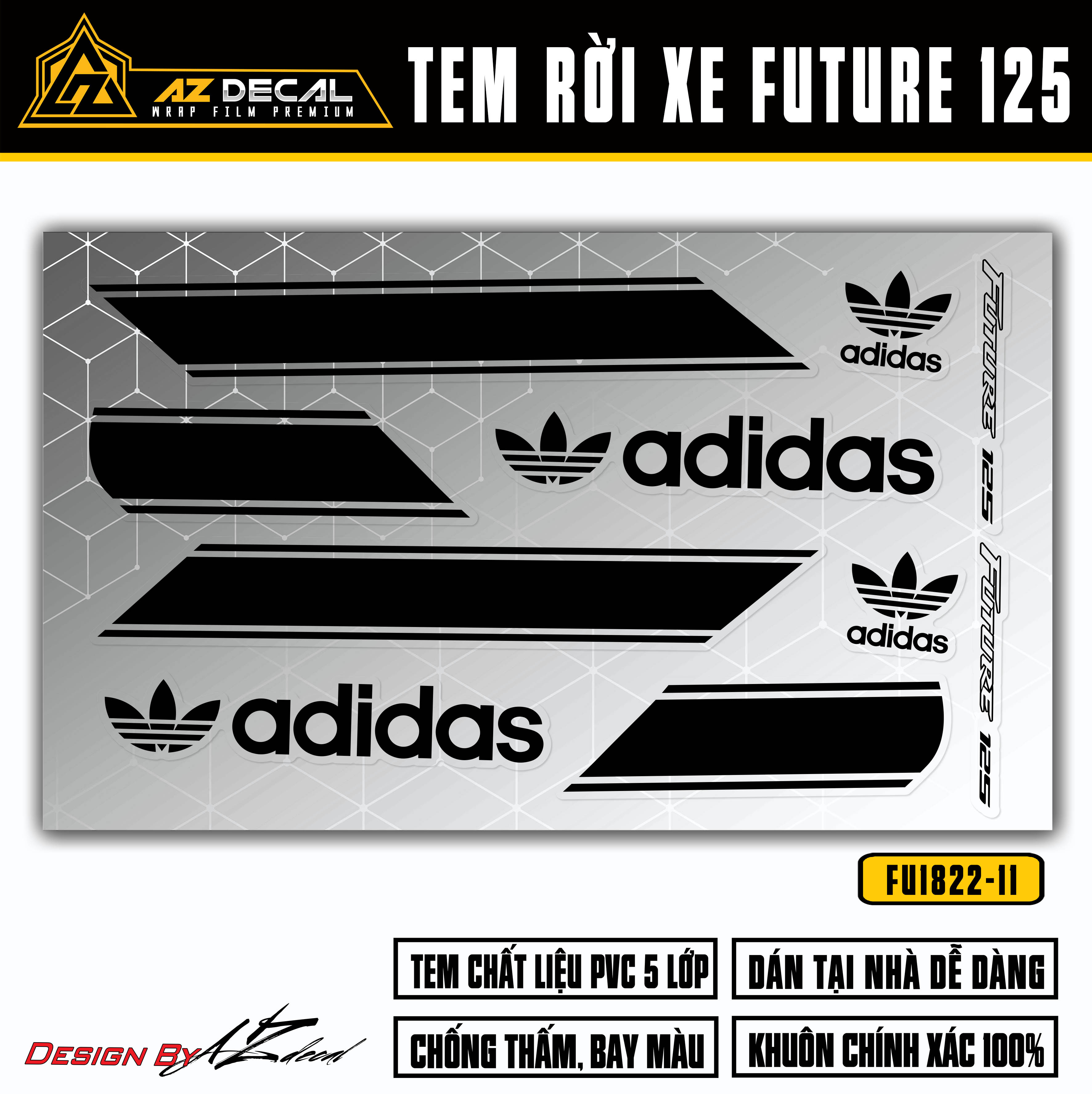 Chi tiết mẫu tem xe Future phong cách Adidas