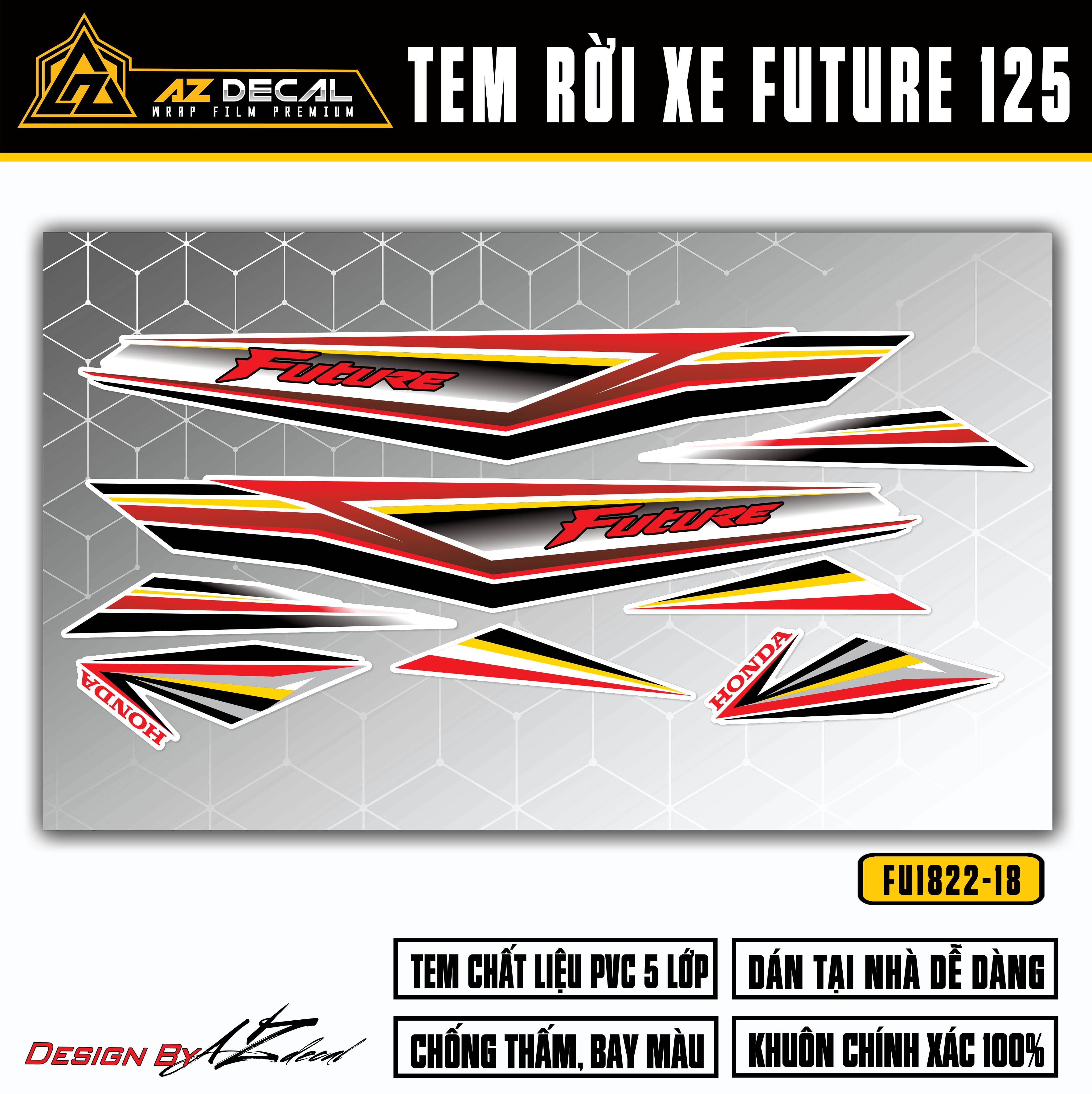 Decal dán xe Future 125 Fi đỏ đen