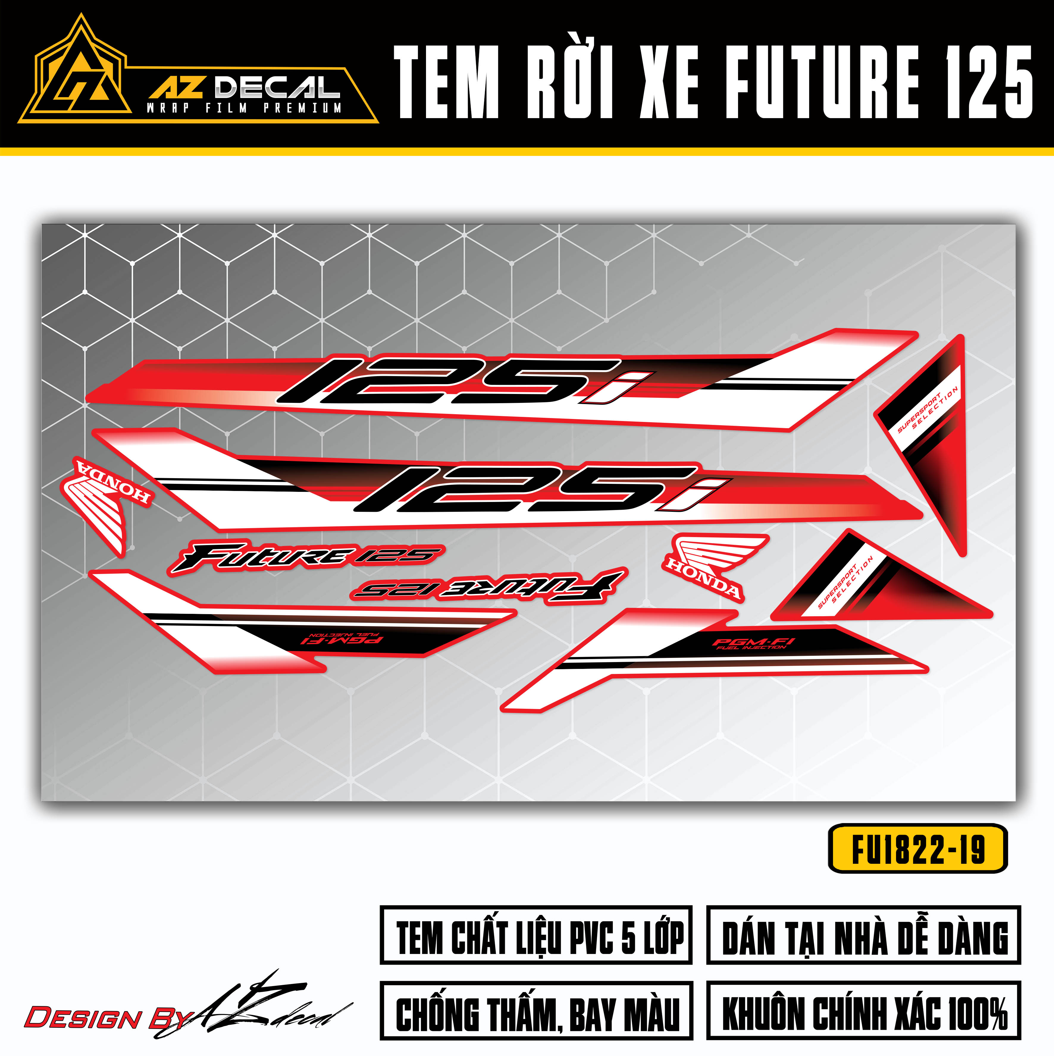 Dán đề can xe Future 125 Fi đỏ đẹp