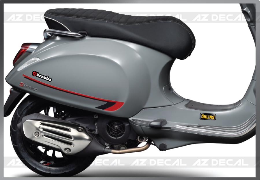 Decal Ohlins trên xe Vespa