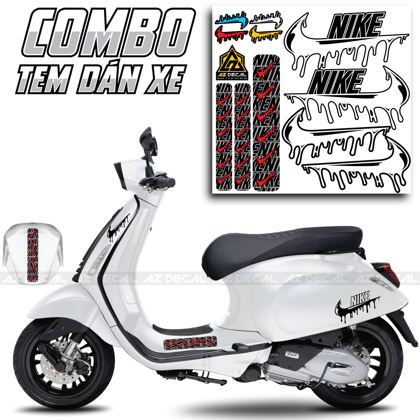 Tem dán xe Vespa NIKE