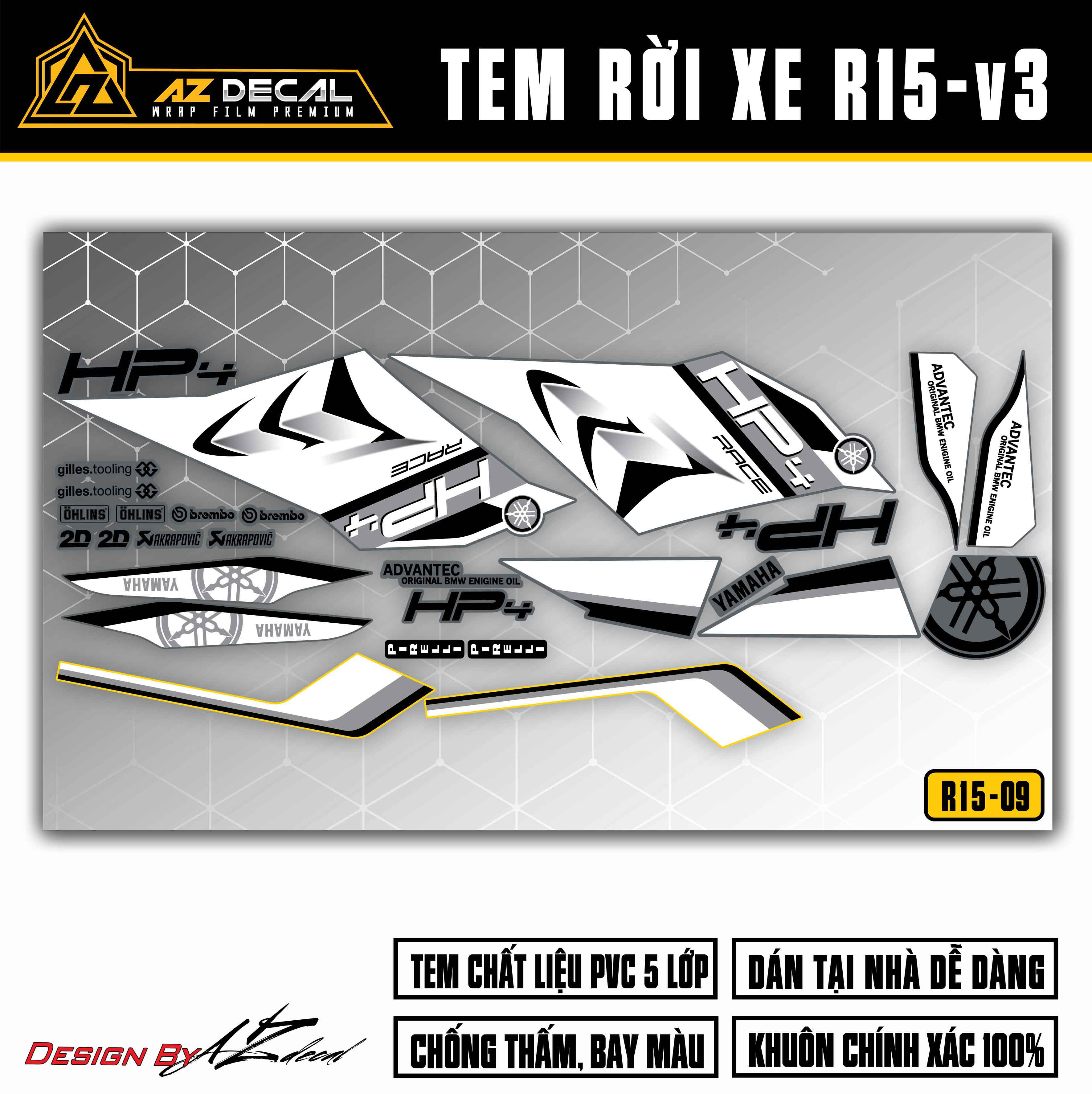 Dán decal xe R15V3 nền đen