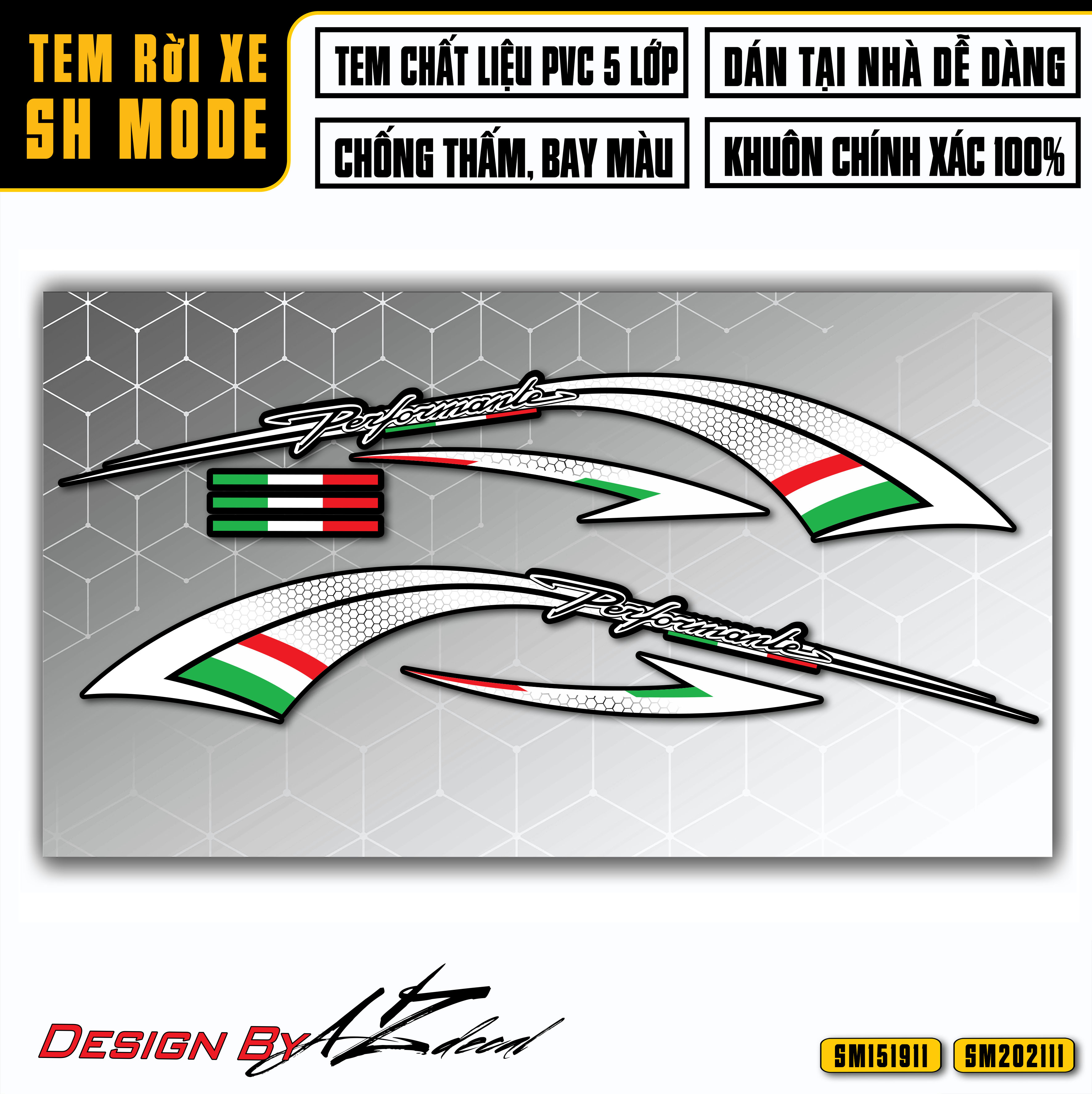 Tem Matrix Italy dán xe SH Mode (tem trắng nền đen)