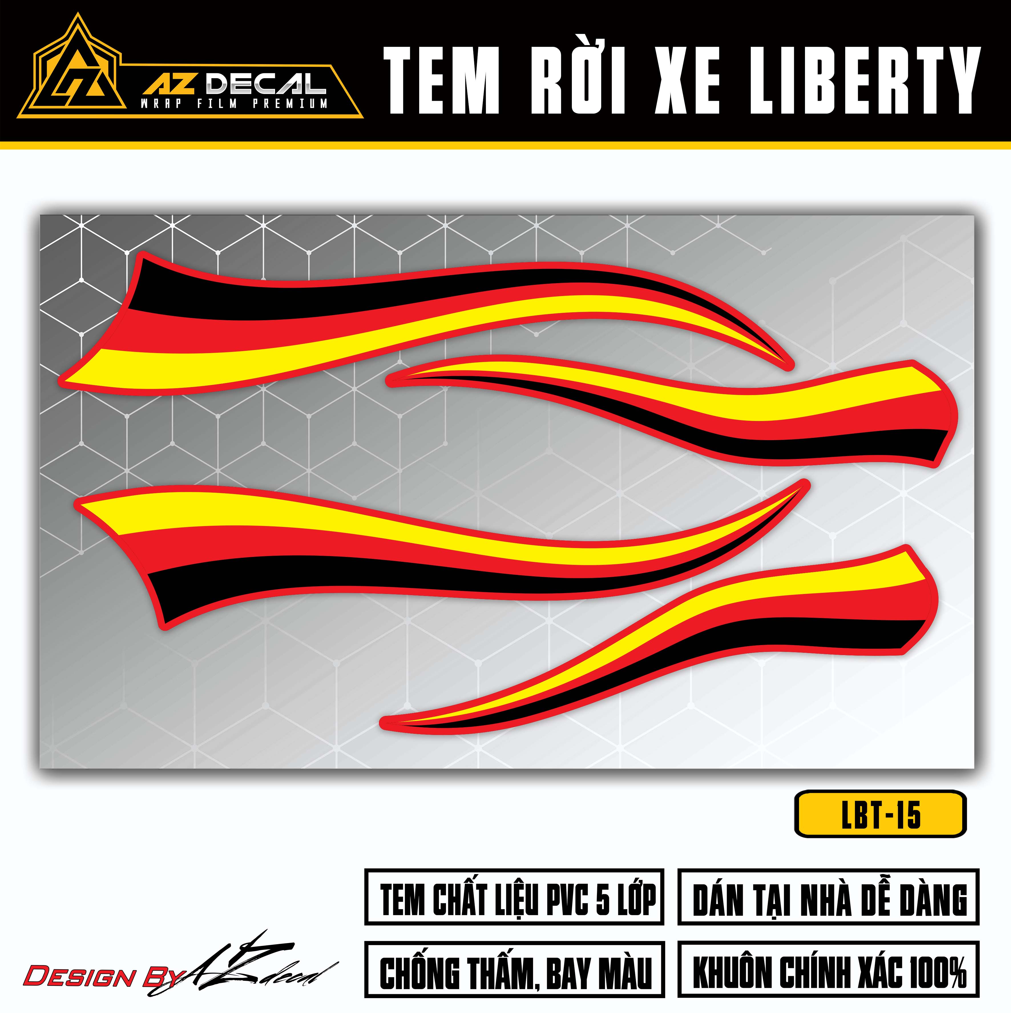 Chi tiết mẫu tem cờ Đức dán xe Liberty đỏ